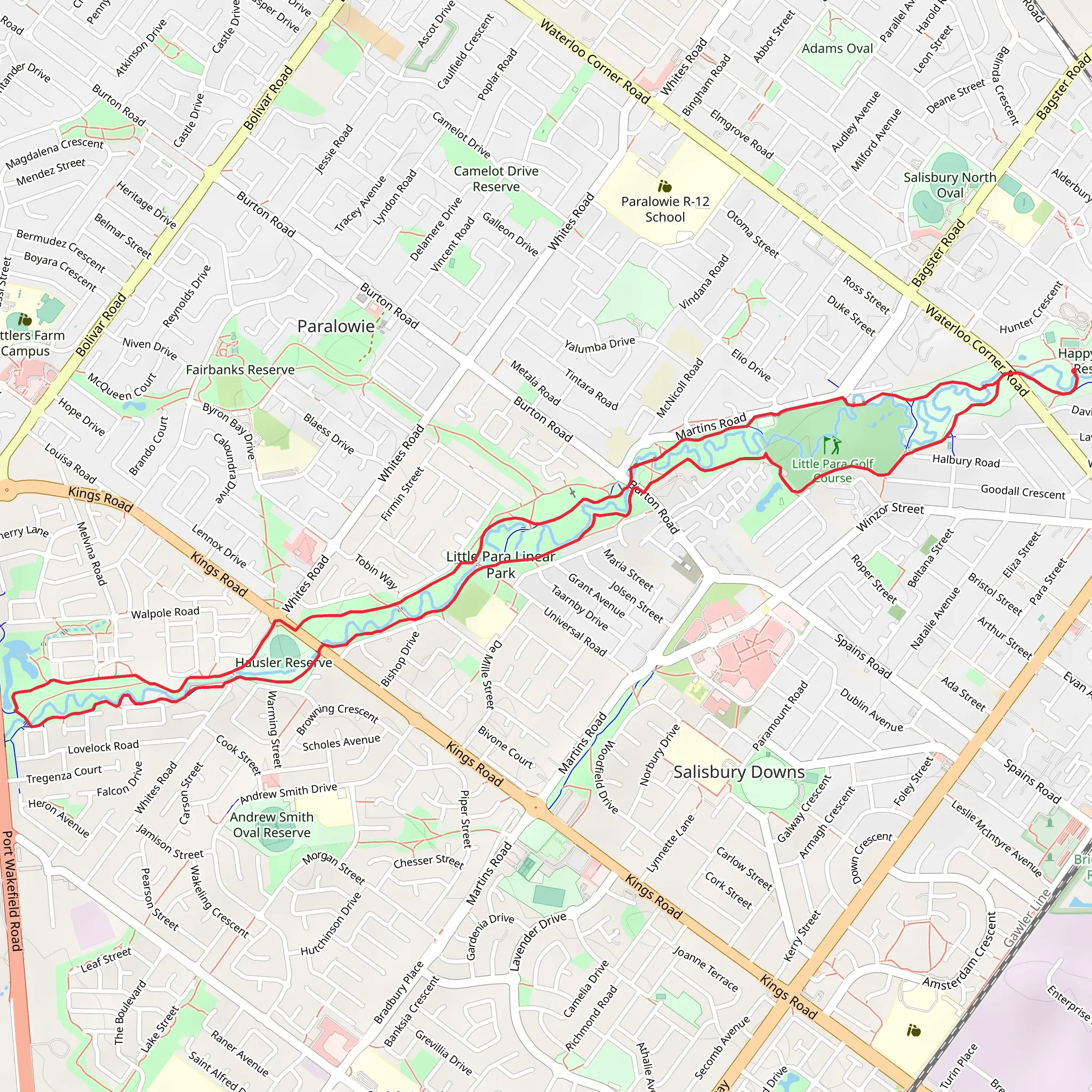Little Para Linear Park Track mobile static map