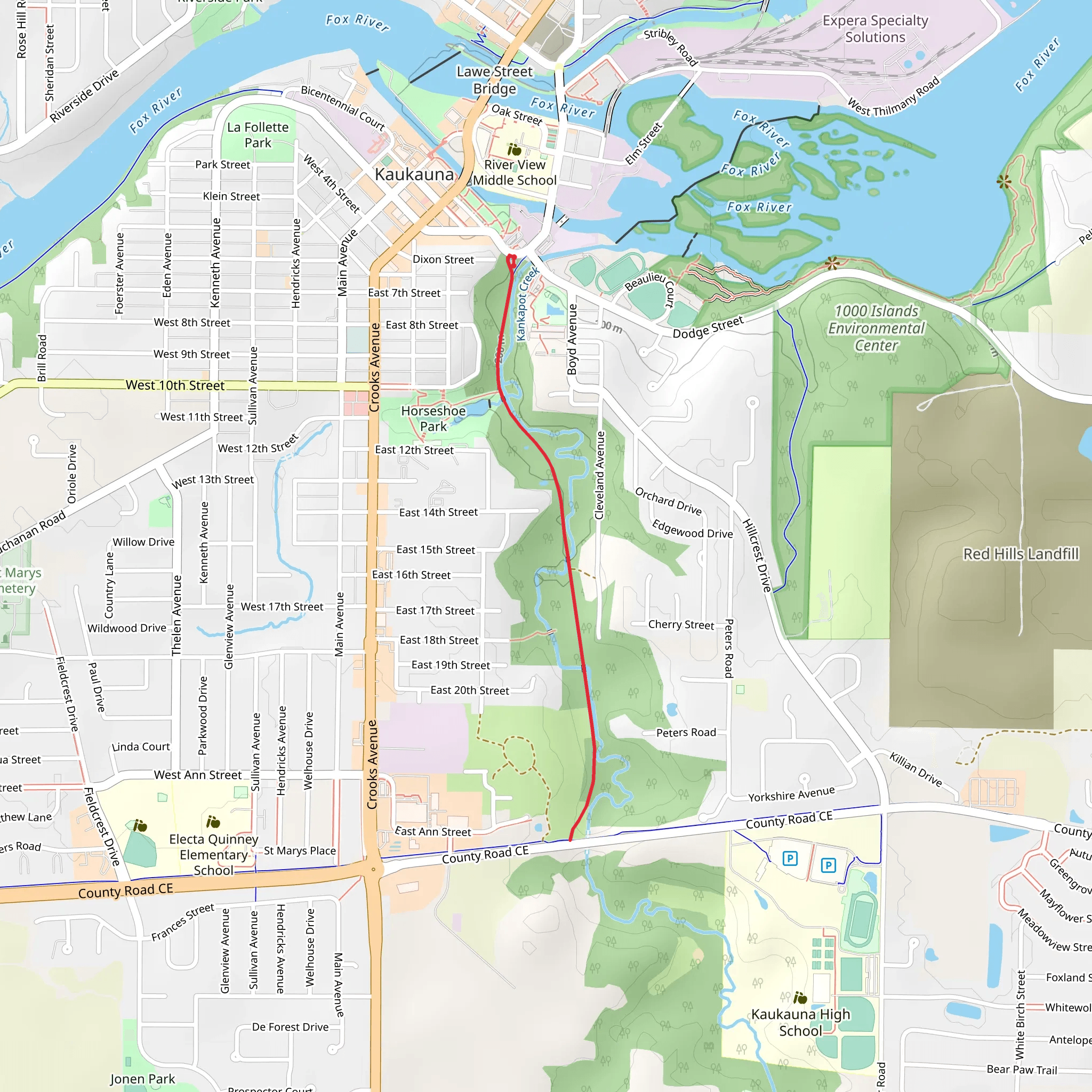 Konkapot Creek Trail mobile static map