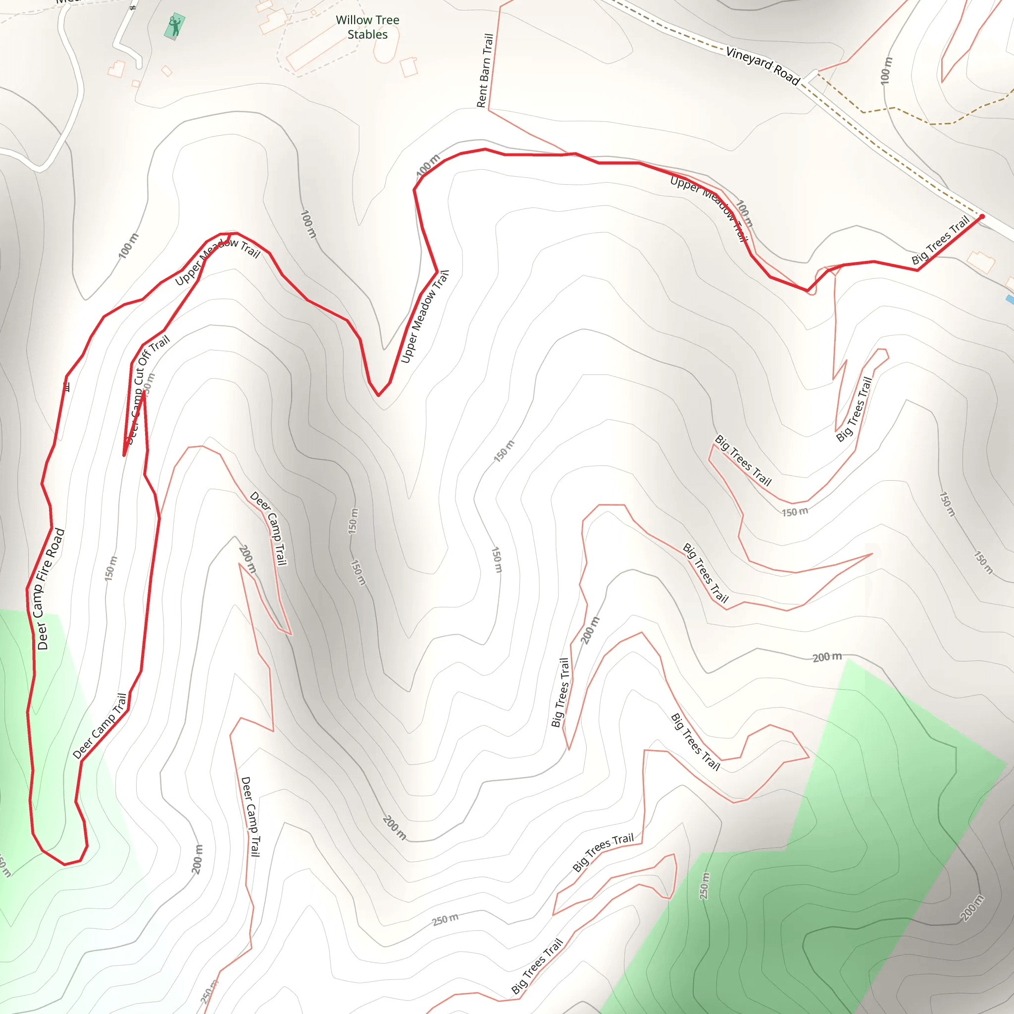Upper Meadow and Deer Camp Loop Trail mobile static map