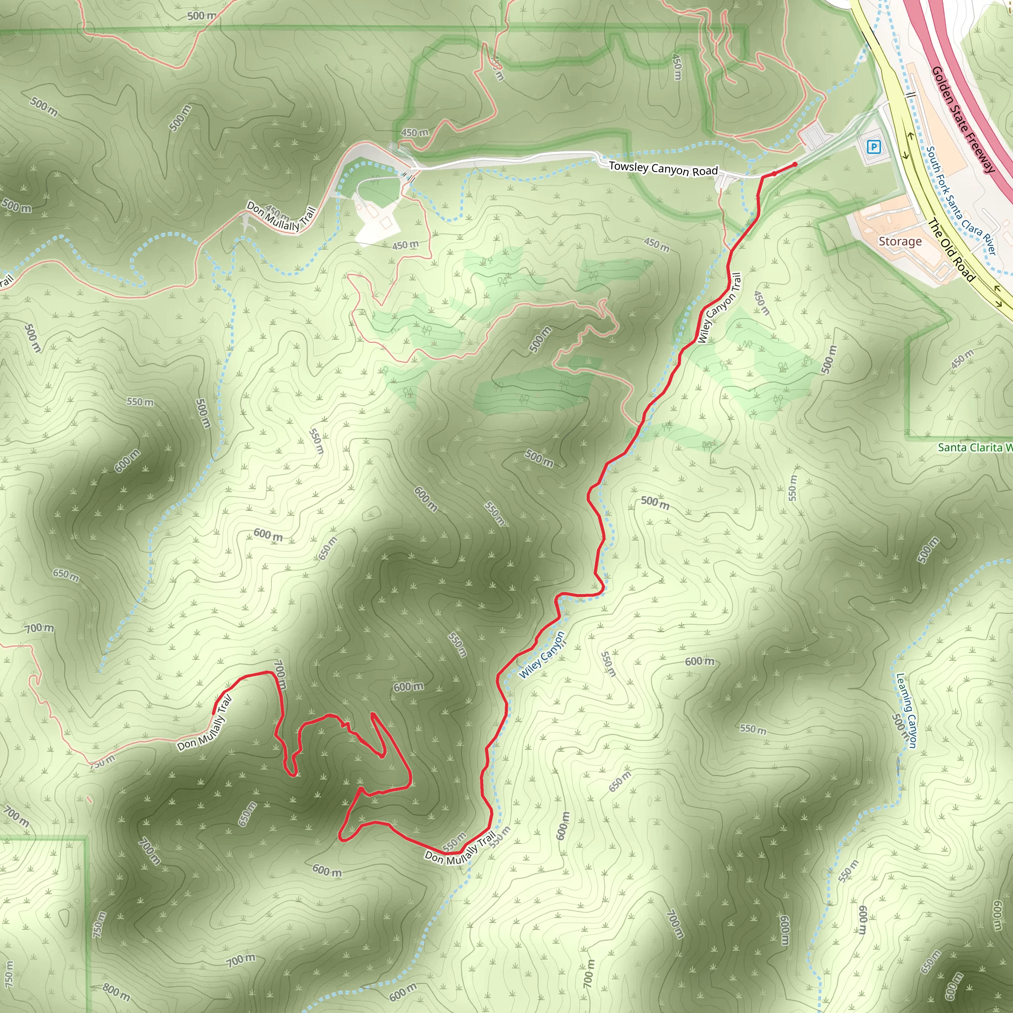 Towsley Canyon Trail mobile static map