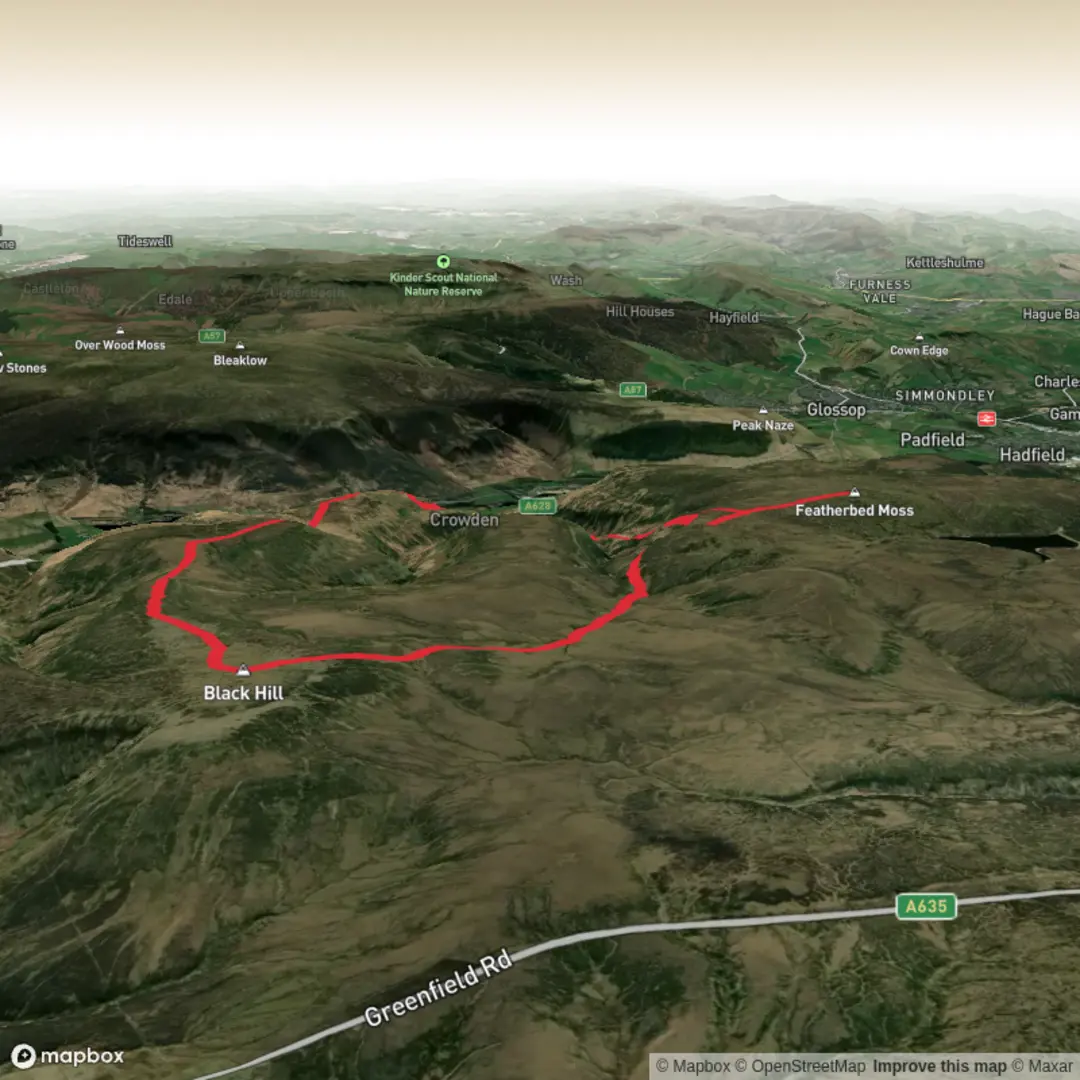 An image depicting the trail Peak Bagging PD - 03 Above Crowden and its surrounding area.