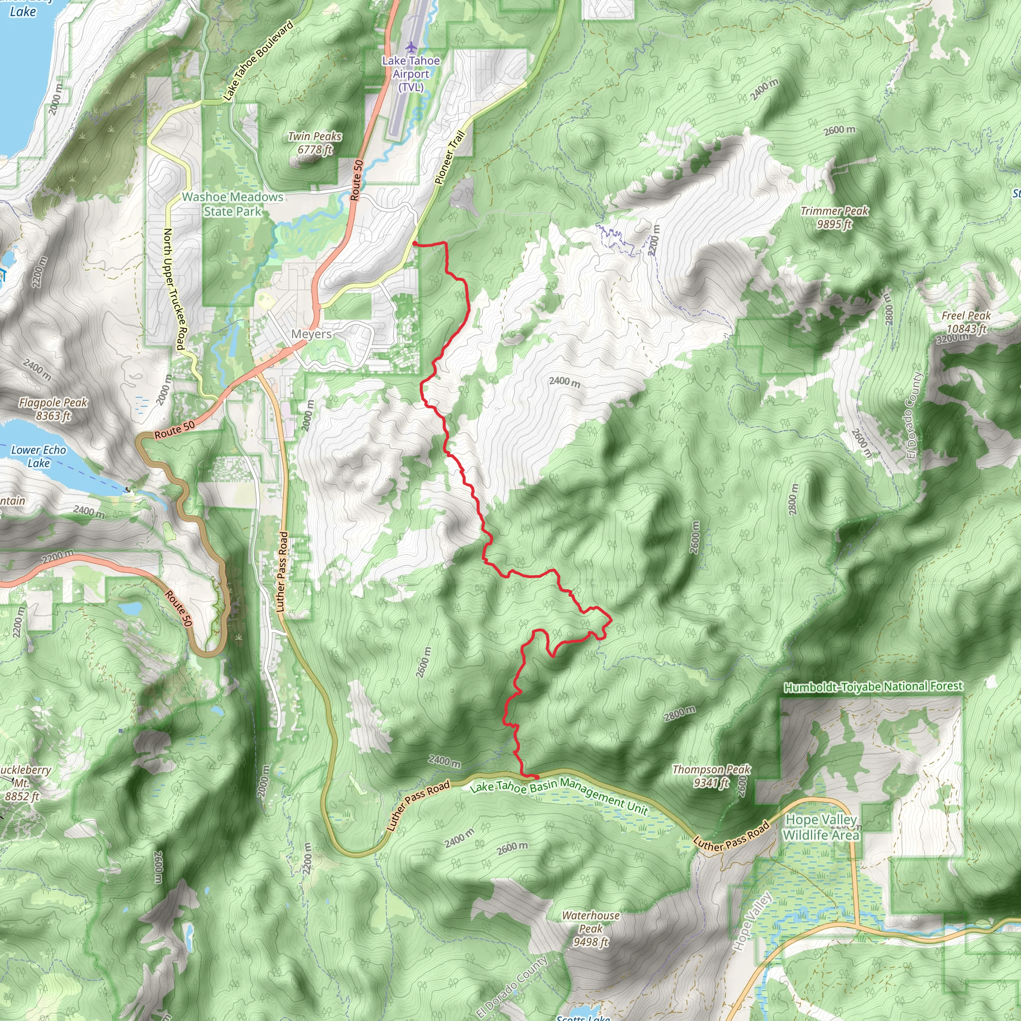 Saxon Creek -Tahoe Rim Trail mobile static map