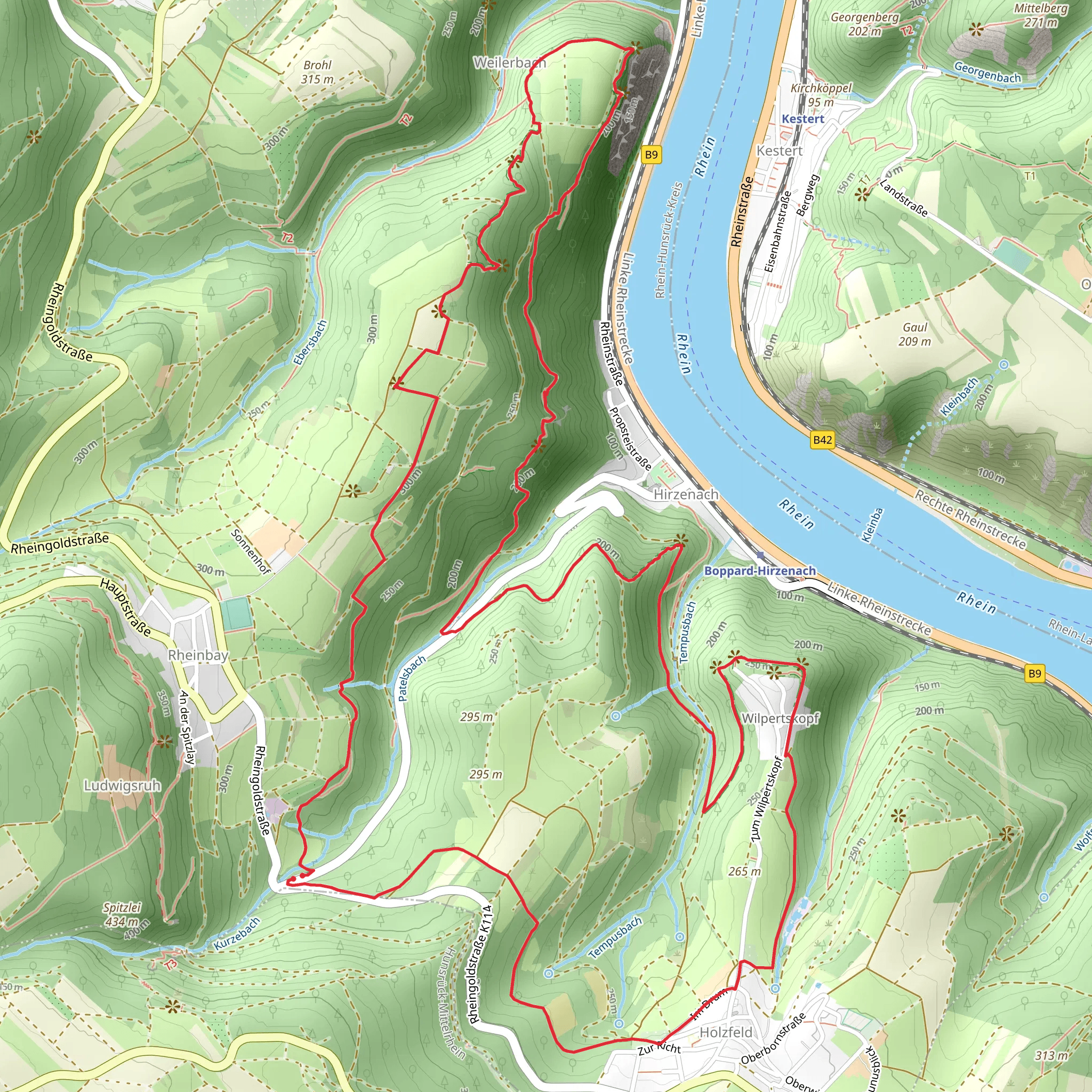 Wingertsberg, Ginsterstueck and Niederwald via Linkseheinischer Jakobsweg mobile static map