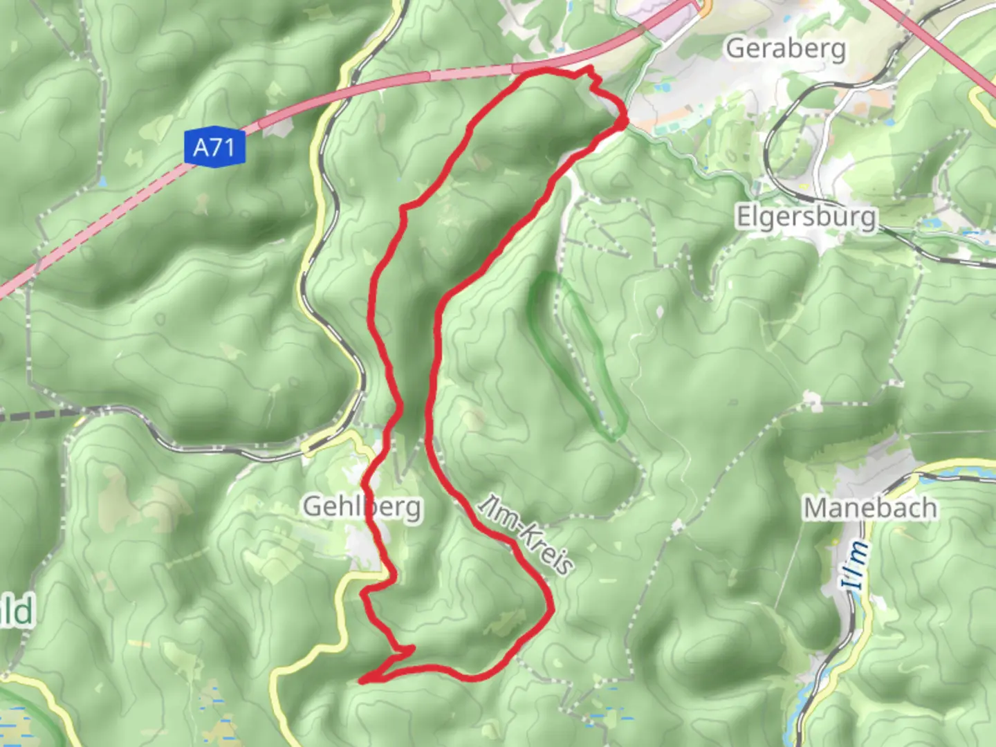 An image depicting the trail Gehlberg Loop via Bettelmannskopf and its surrounding area.