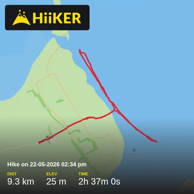 A map preview of the recording Hike on 22-05-2026 02:34 pm.