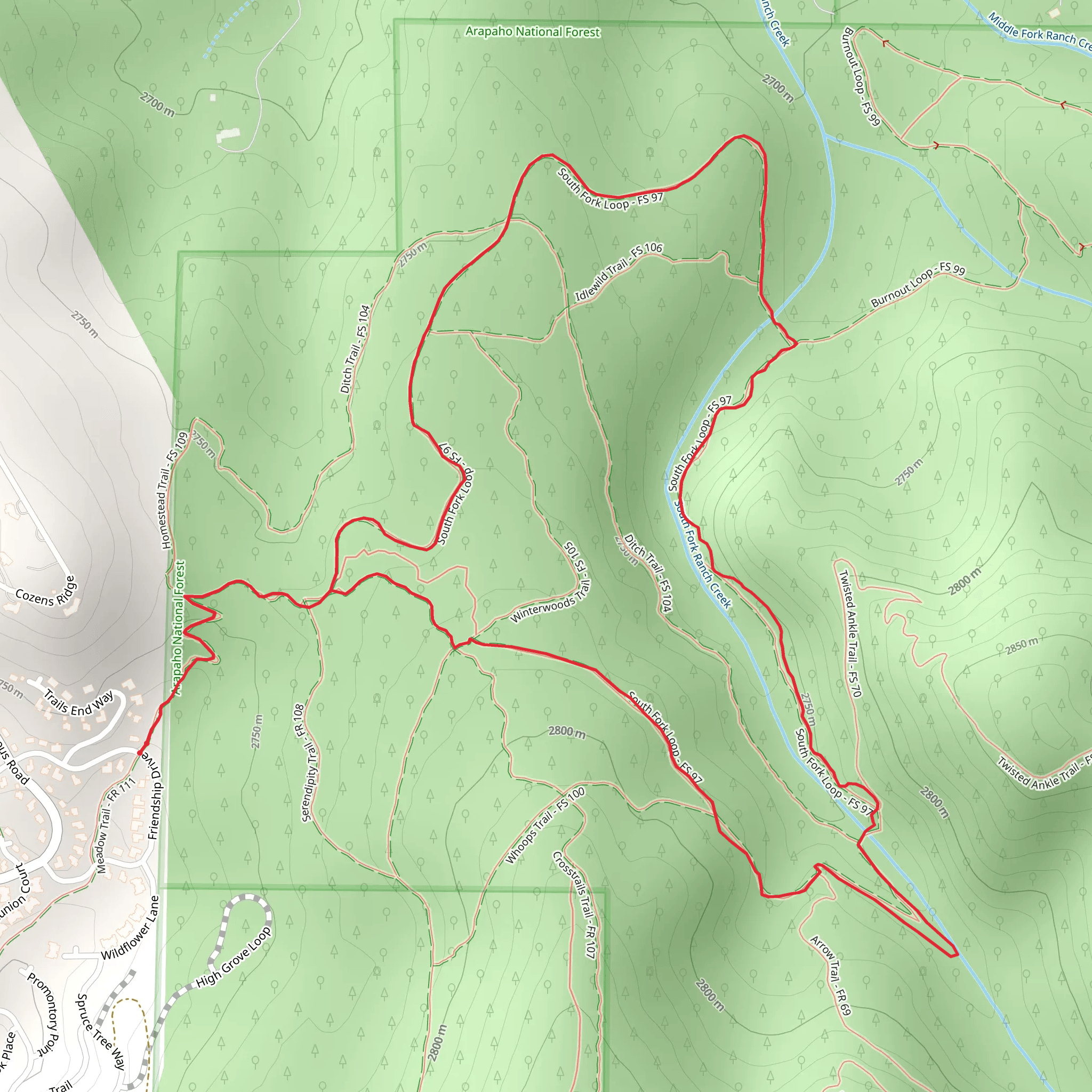 South Fork Loop Trail mobile static map