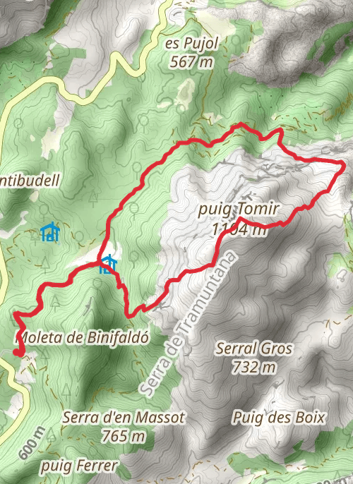 Puig Tomir from Binifaldo mobile static map