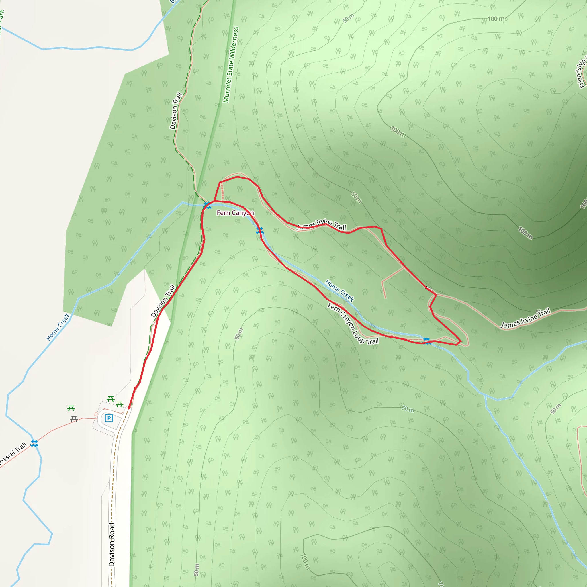 Fern Canyon Loop Trail mobile static map