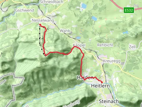Pfronten to Nesselwang via Wasserlaeufer Route