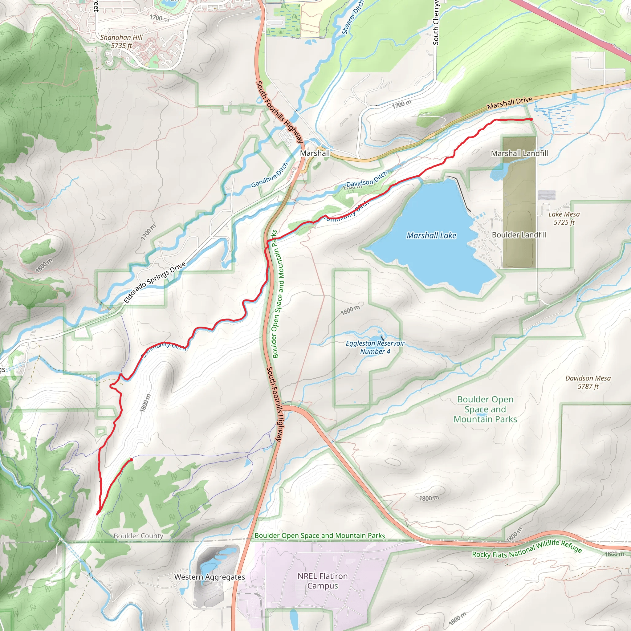 Community Ditch and Cowdrey Draw Trail mobile static map