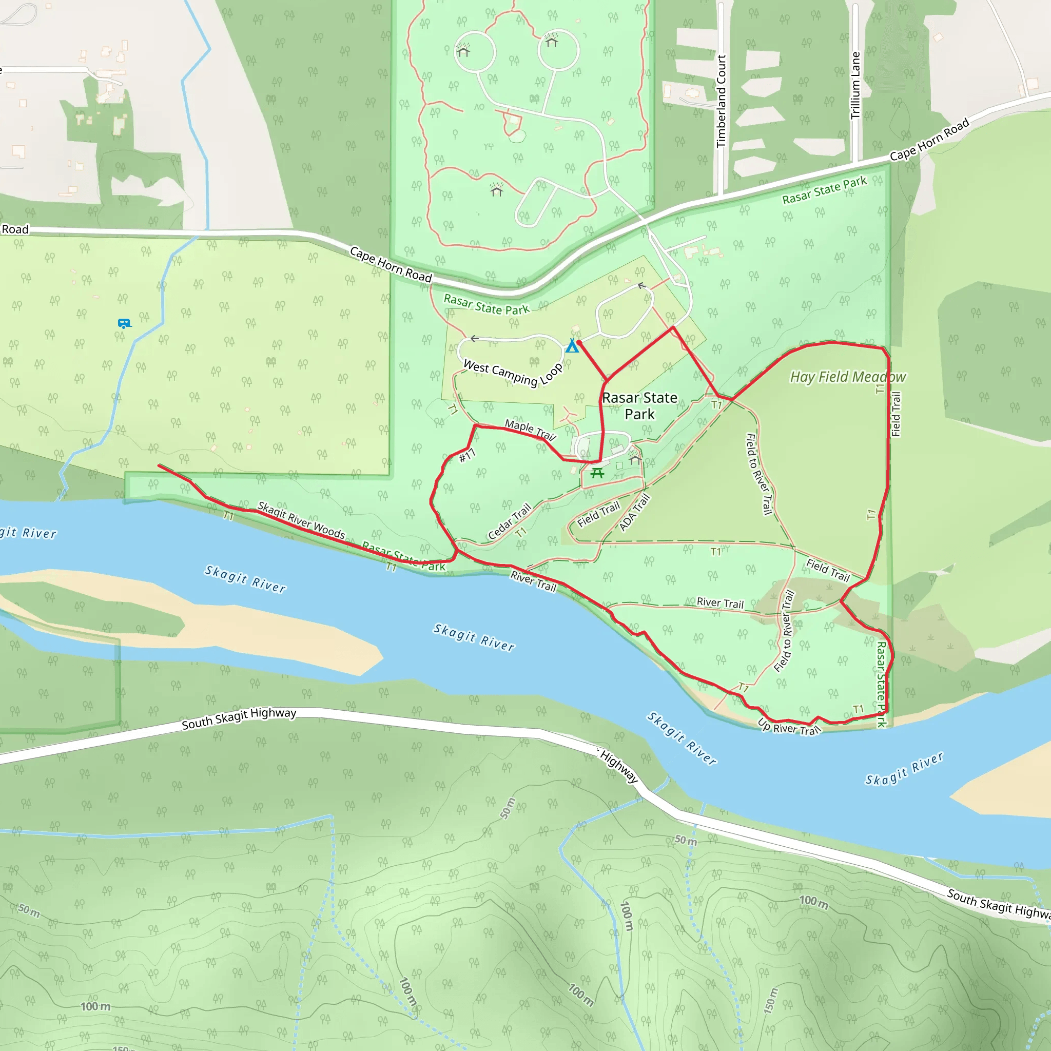 Skagit River Woods and Field Trail mobile static map