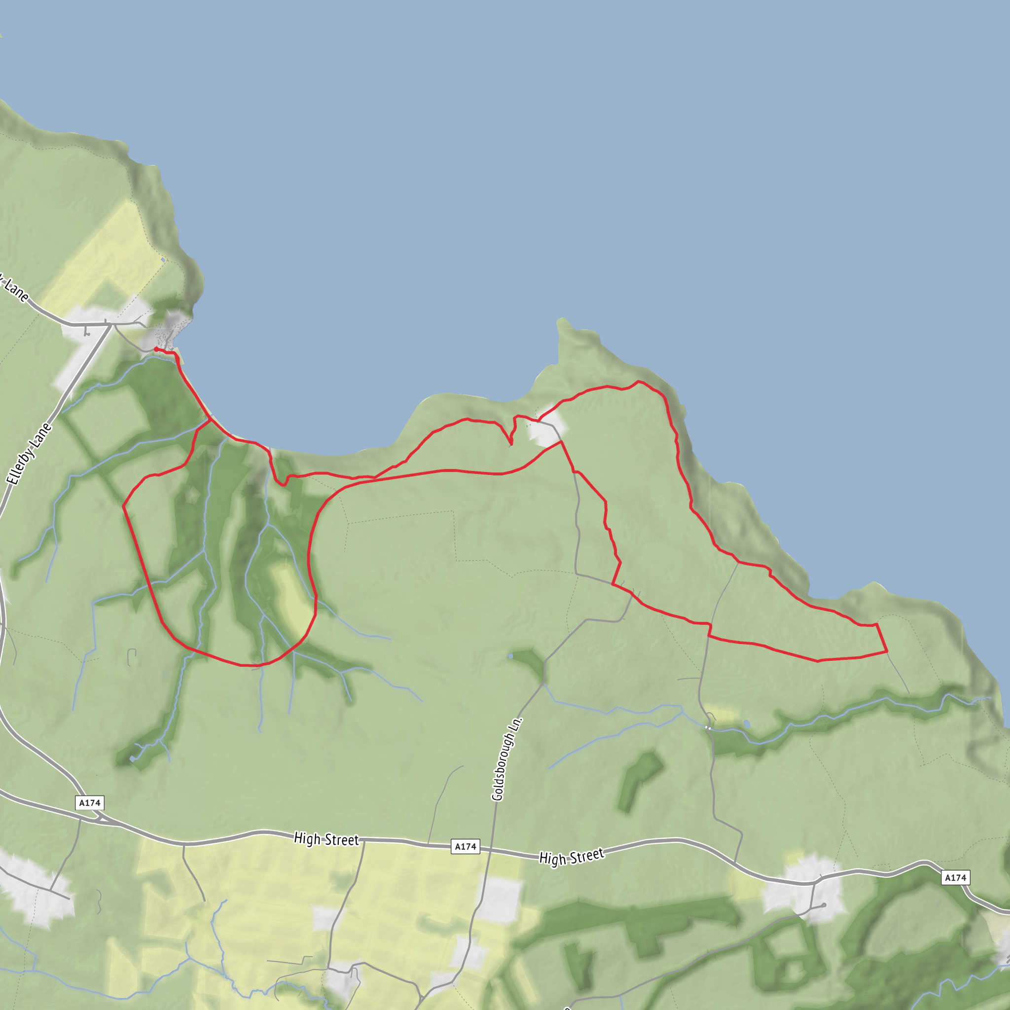Runswick Bay, Tellgreen Hill and Hob Holes Cave Loop mobile static map