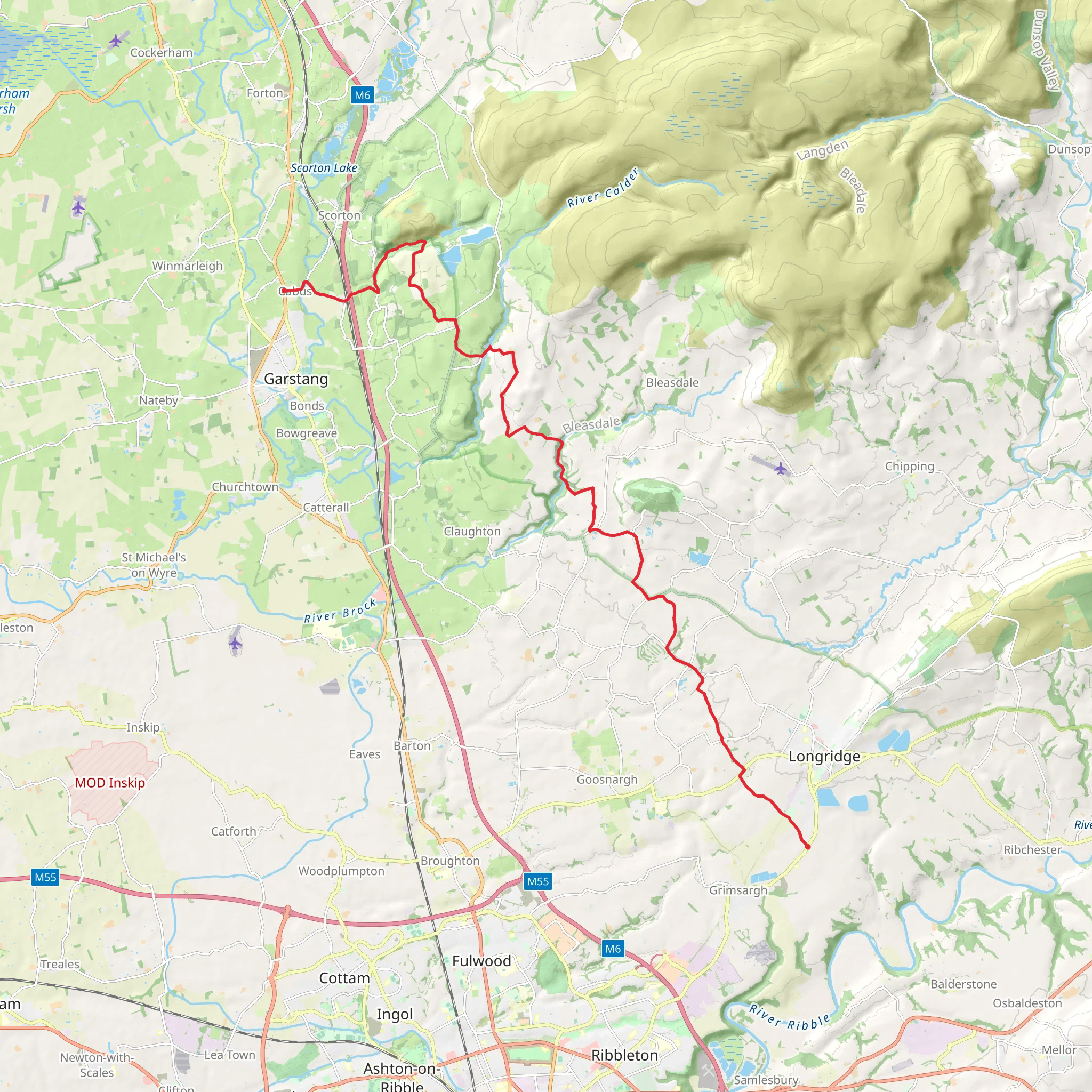 Alston to Scorton Walk mobile static map