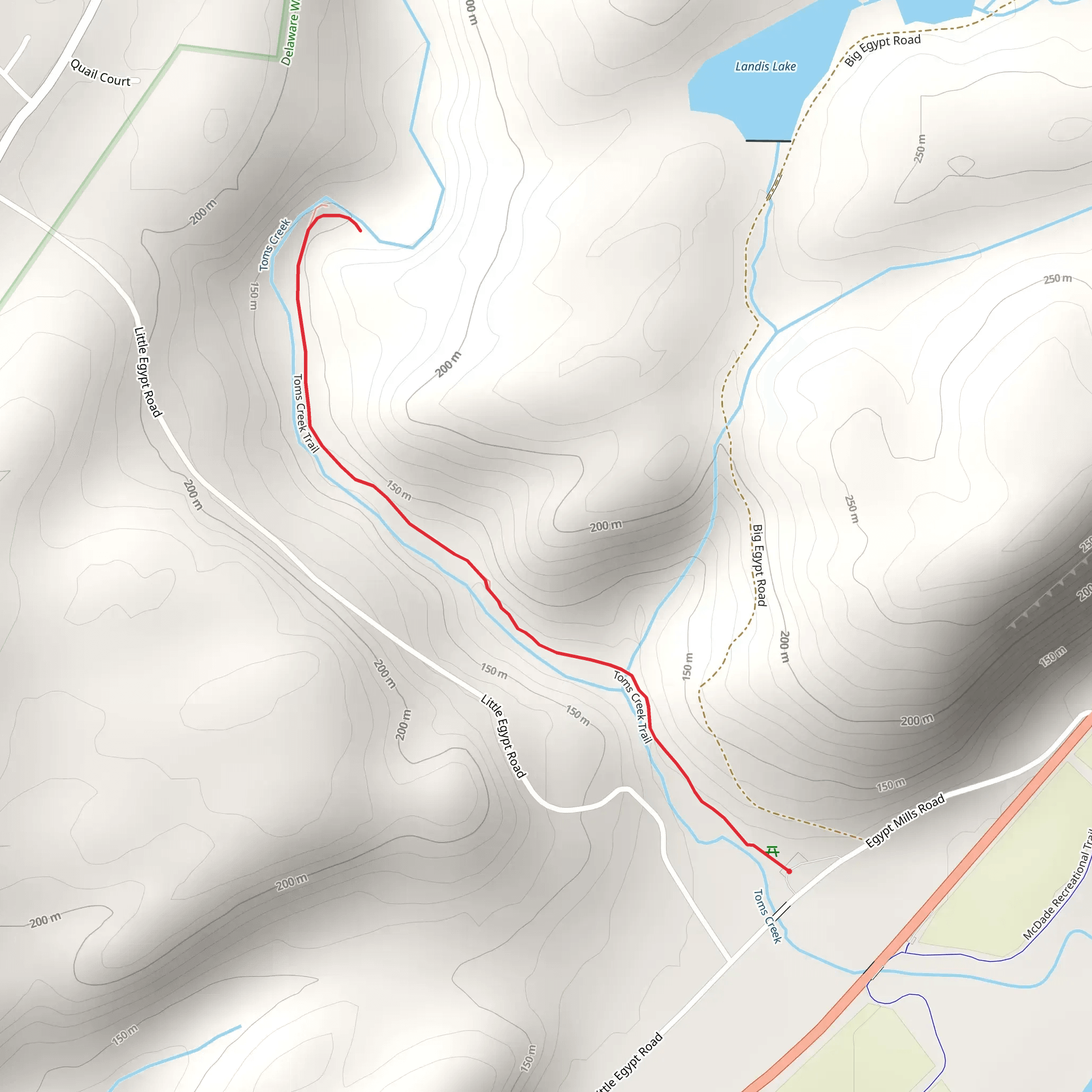 Toms Creek Trail mobile static map
