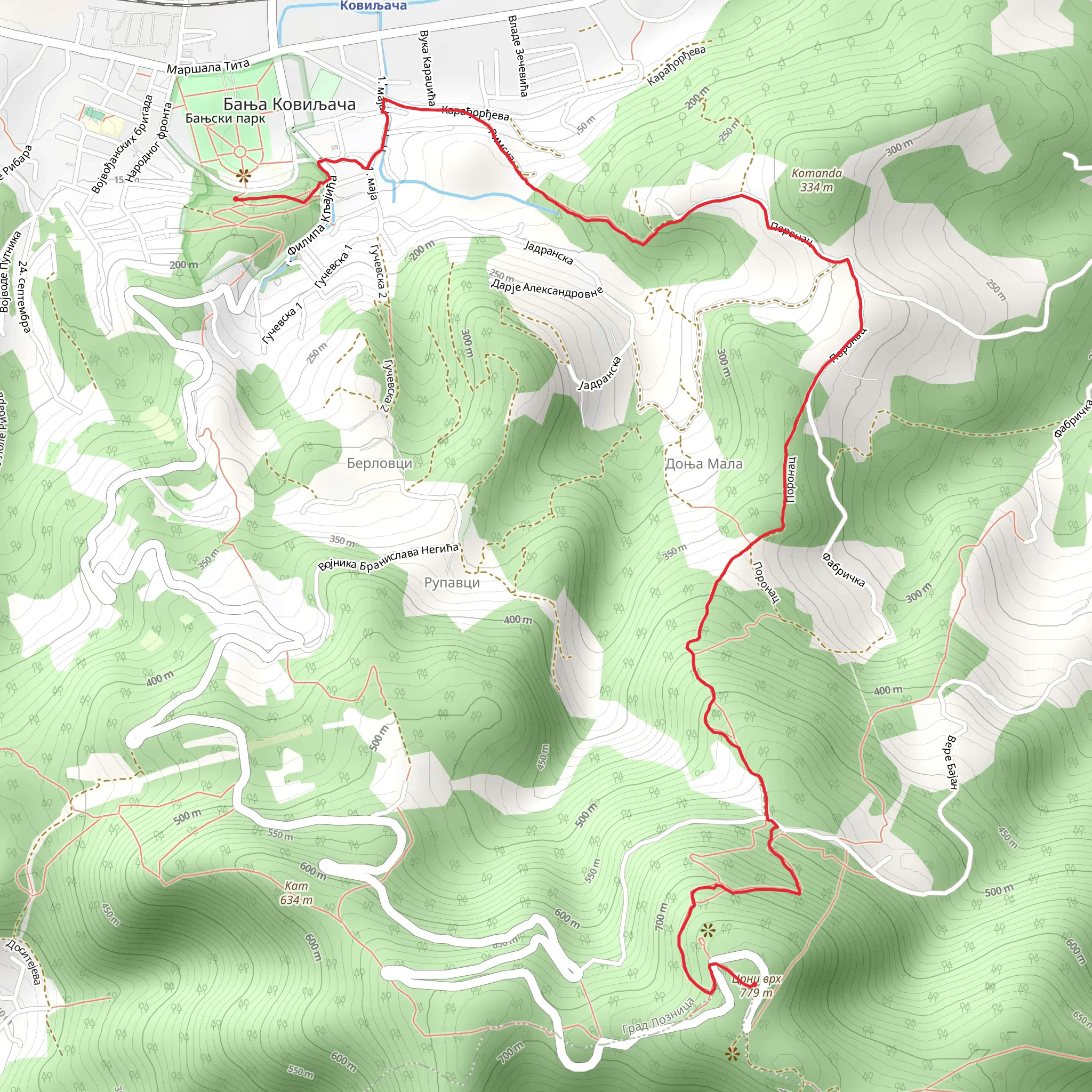 Hike from Banja Koviljača mobile static map