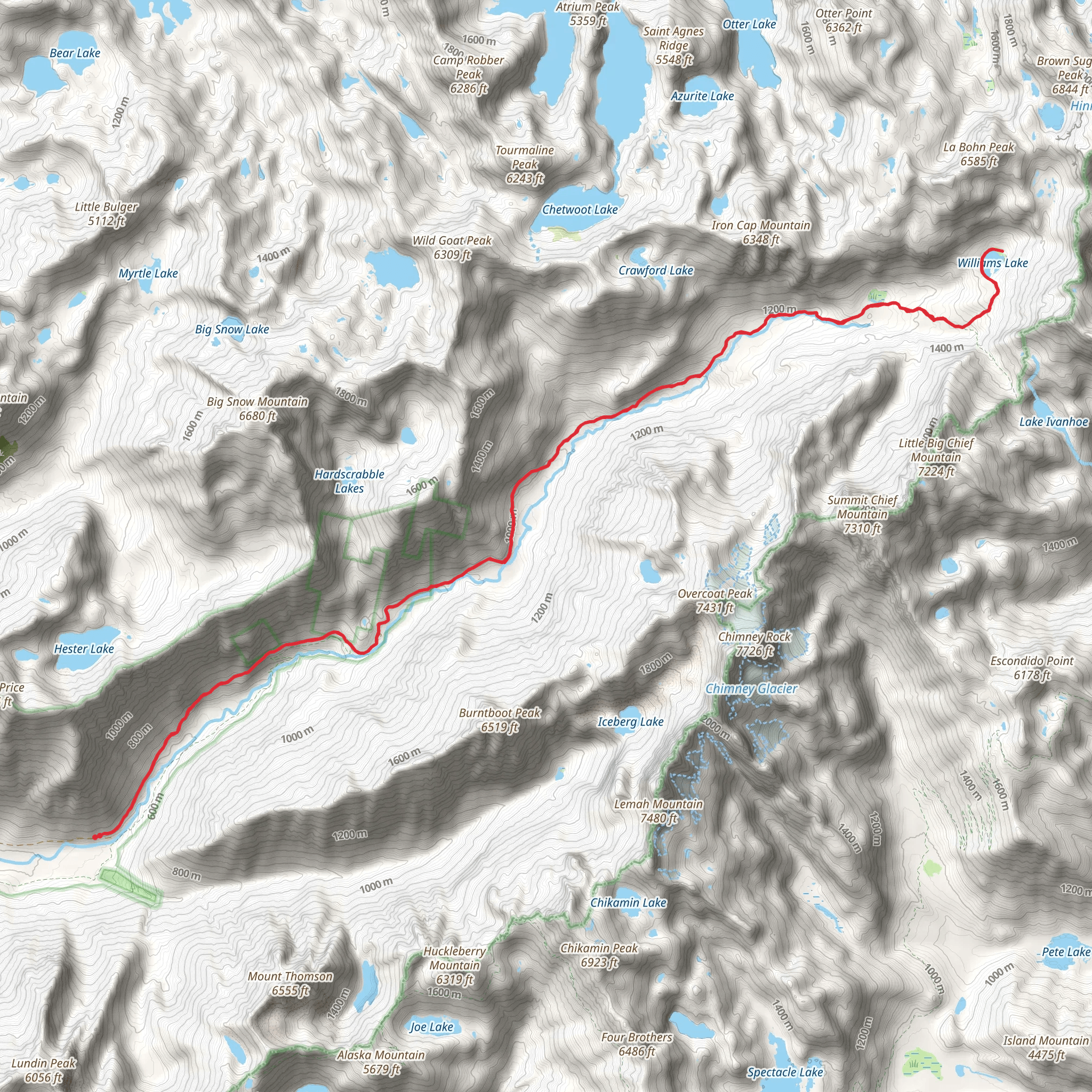 Williams Lake Trail mobile static map