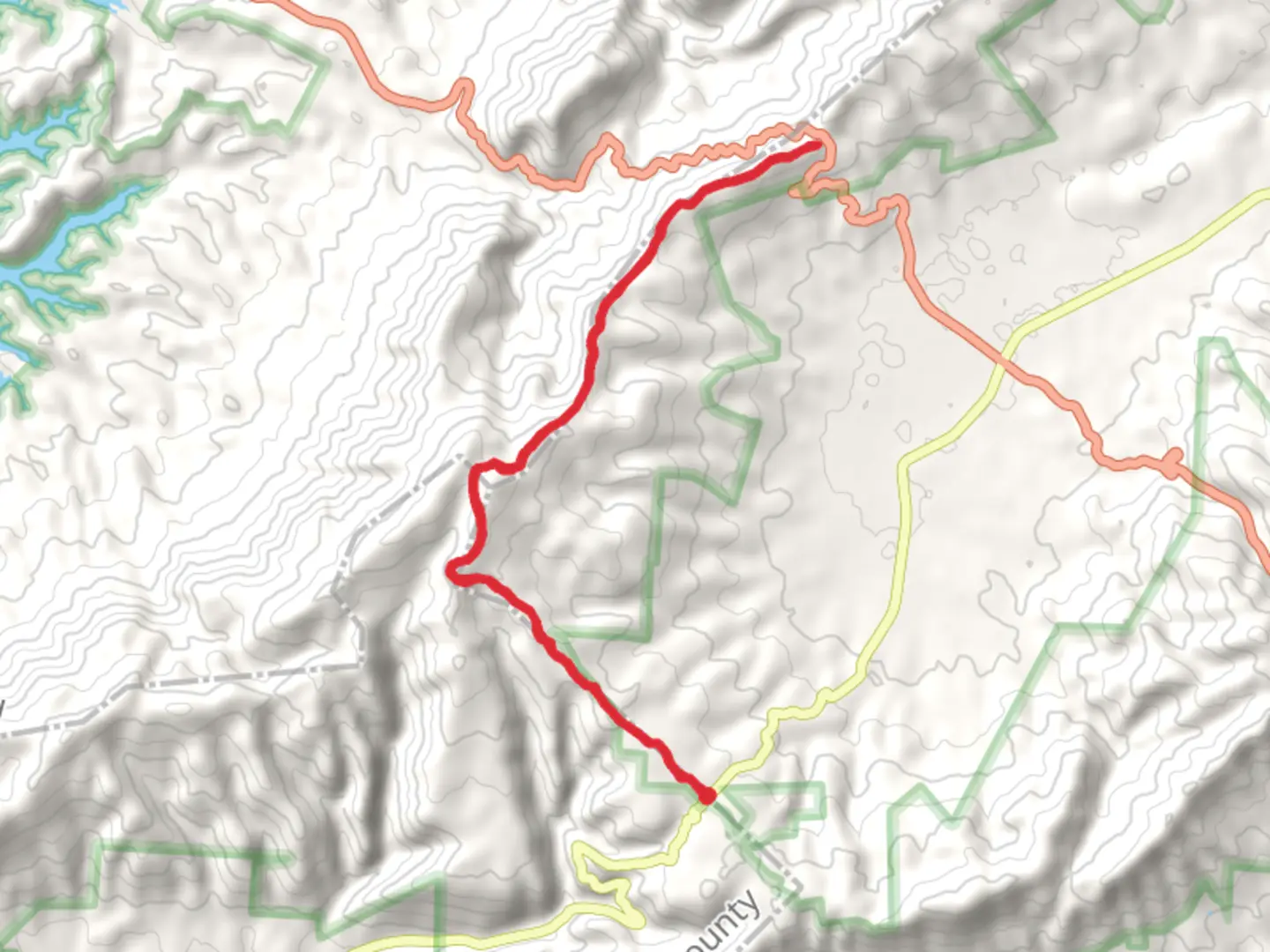 An image depicting the trail Locust Knob and Cross Mountain and its surrounding area.
