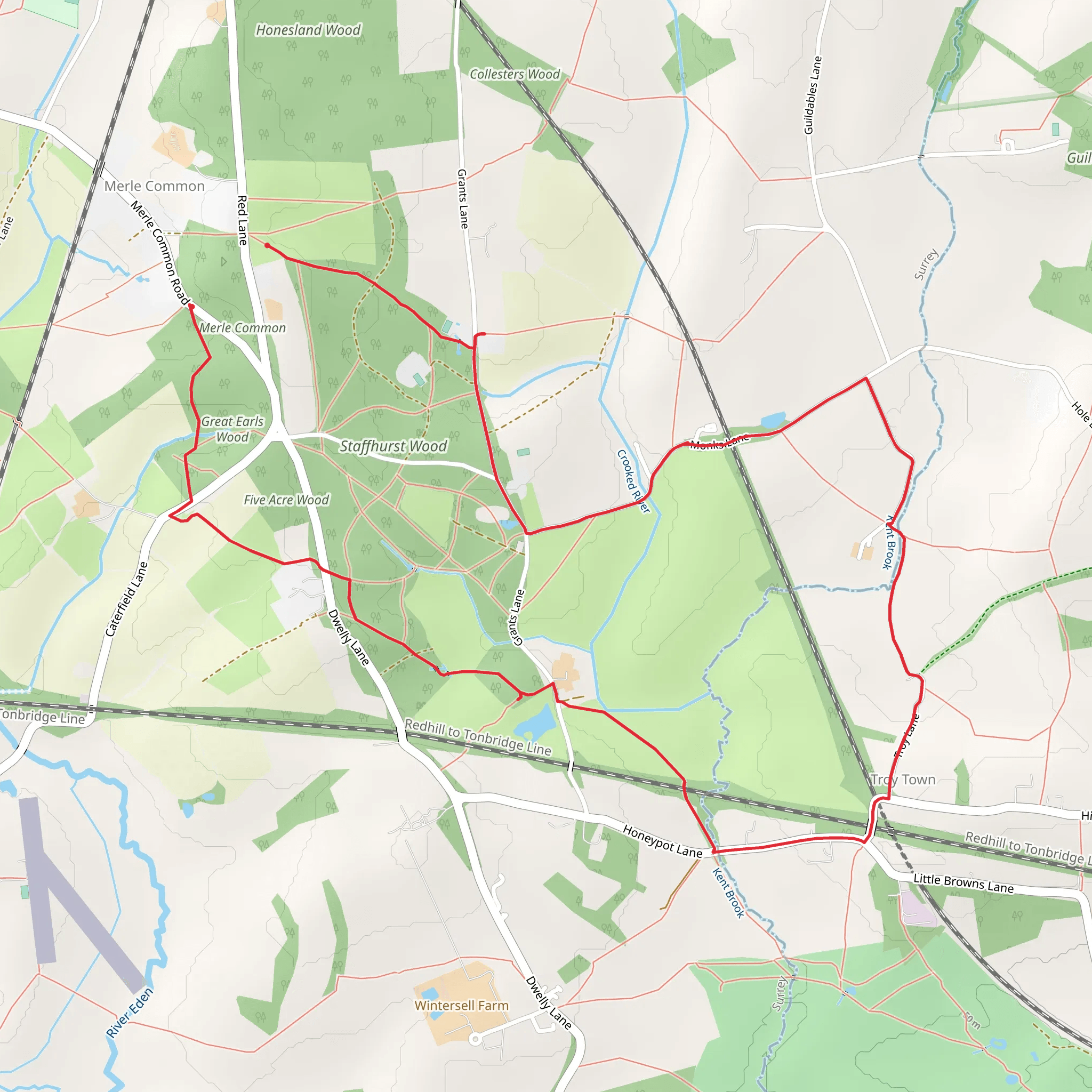 Staffhurst Wood Circular mobile static map