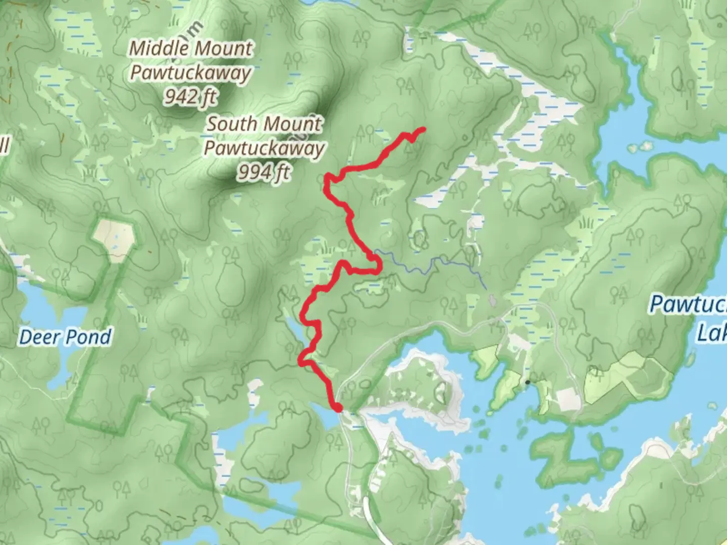 An image depicting the trail Woronoco Trail and Split Rock Trail and its surrounding area.