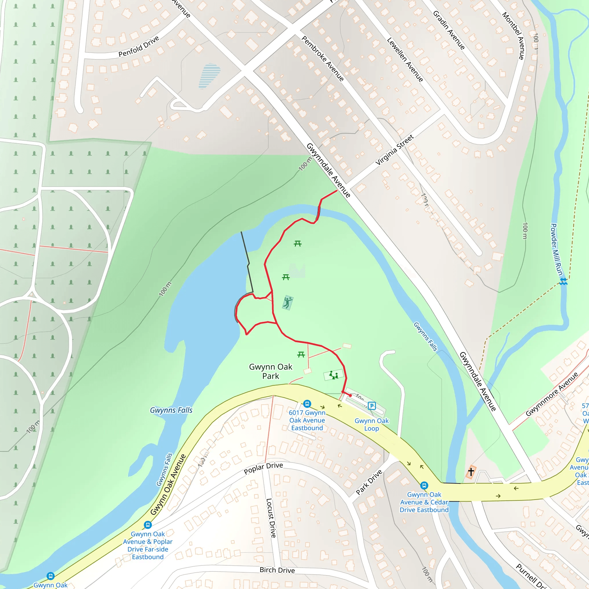 Gwynn Oak Park mobile static map