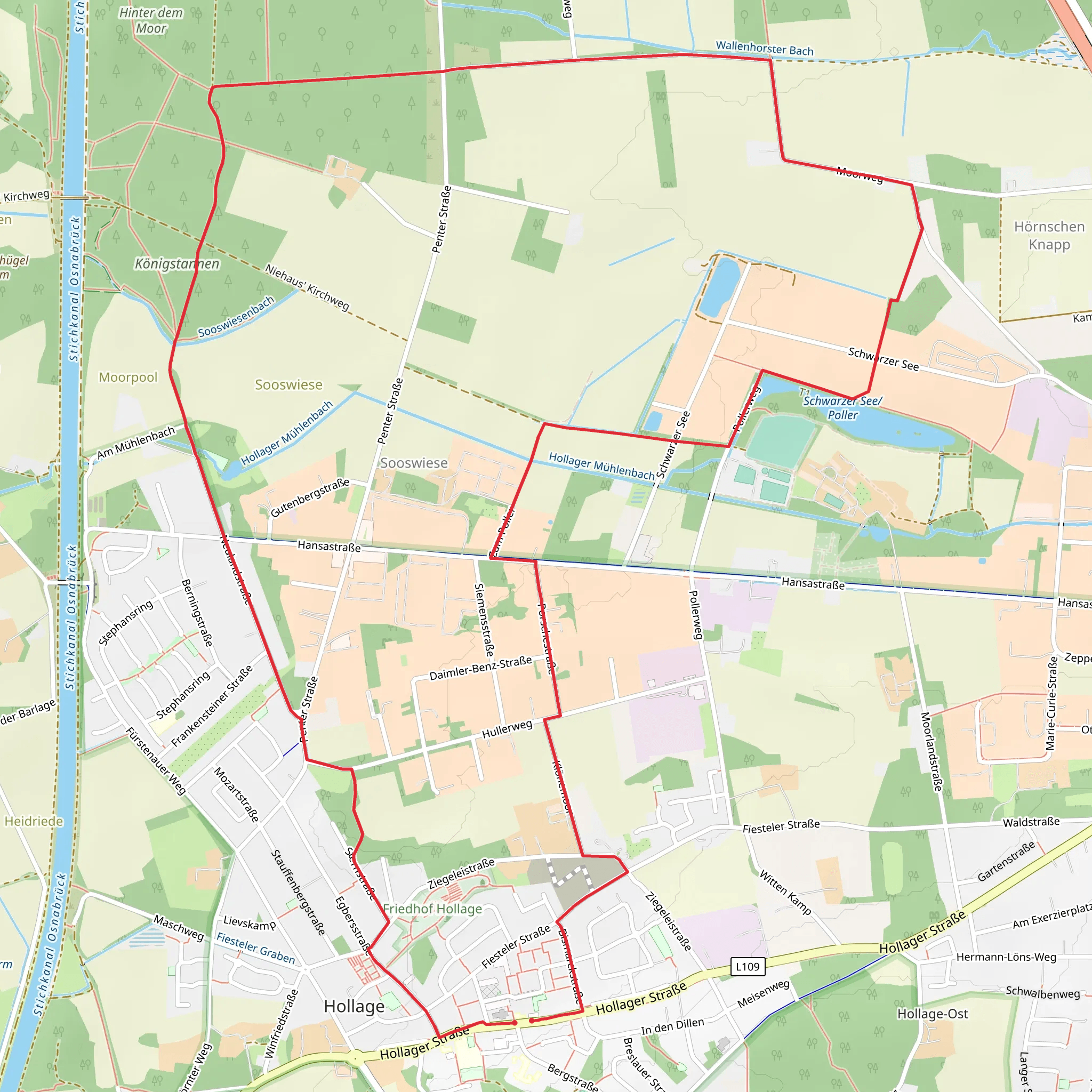 Schwarzer See via Hollager Rundwanderweg mobile static map