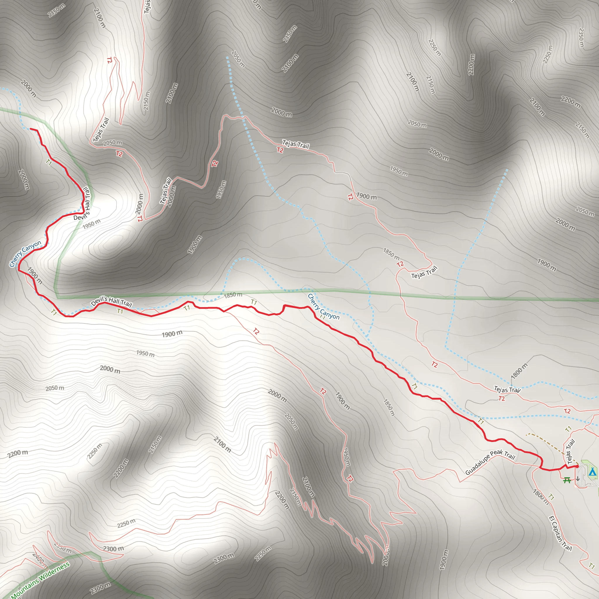 Devil's Hall Trail mobile static map
