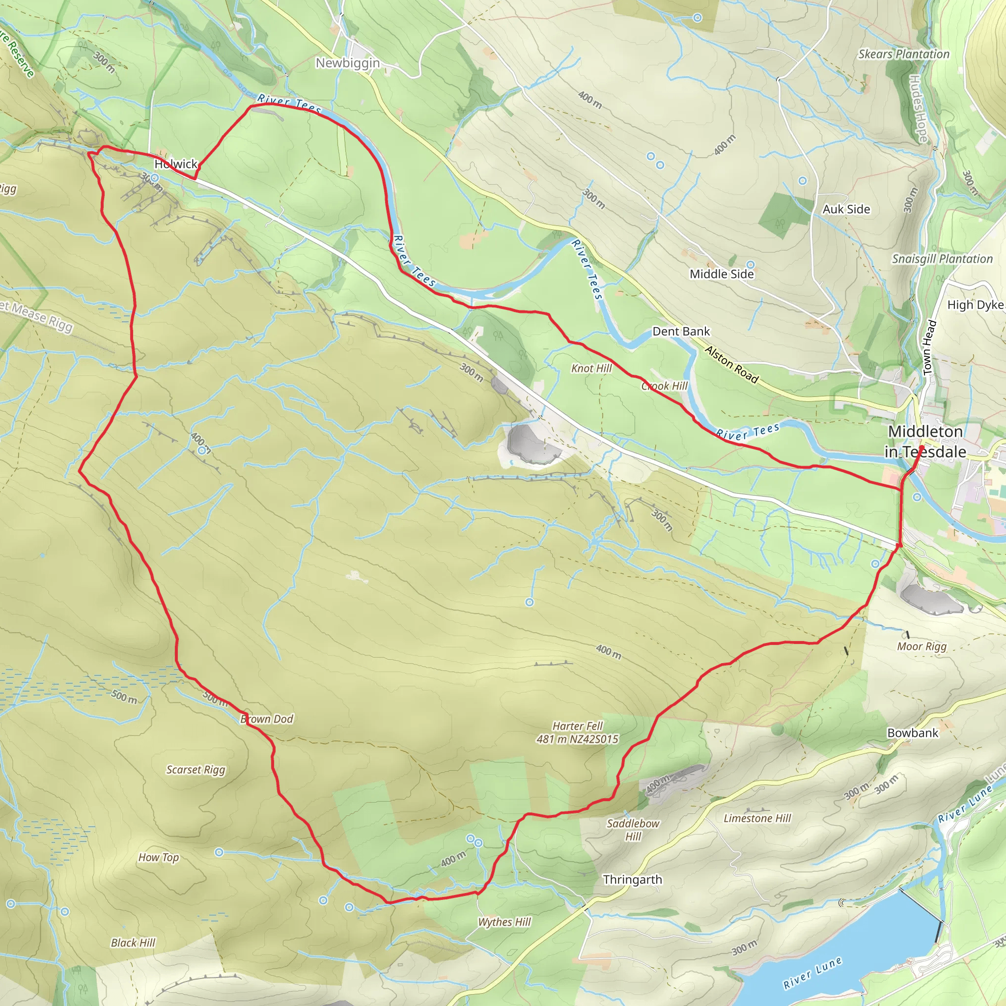 Crossthwaite Common from Middleton-in-Teesdale mobile static map