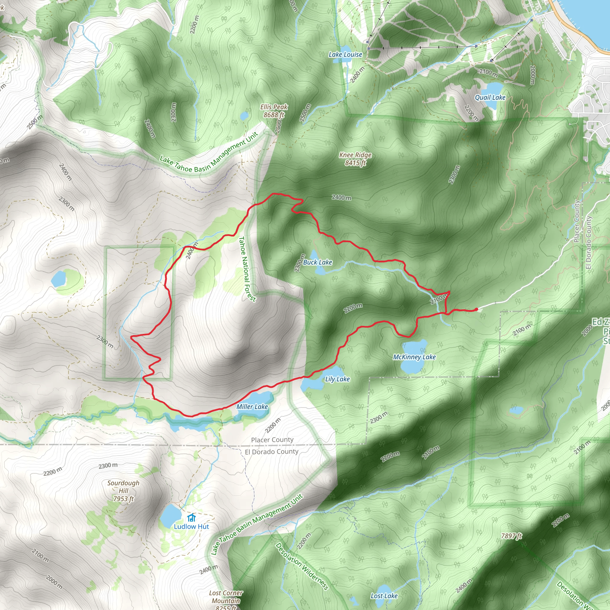 Rubicon, North Miller Creek East and Miller and Lily Lake Loop Trail mobile static map