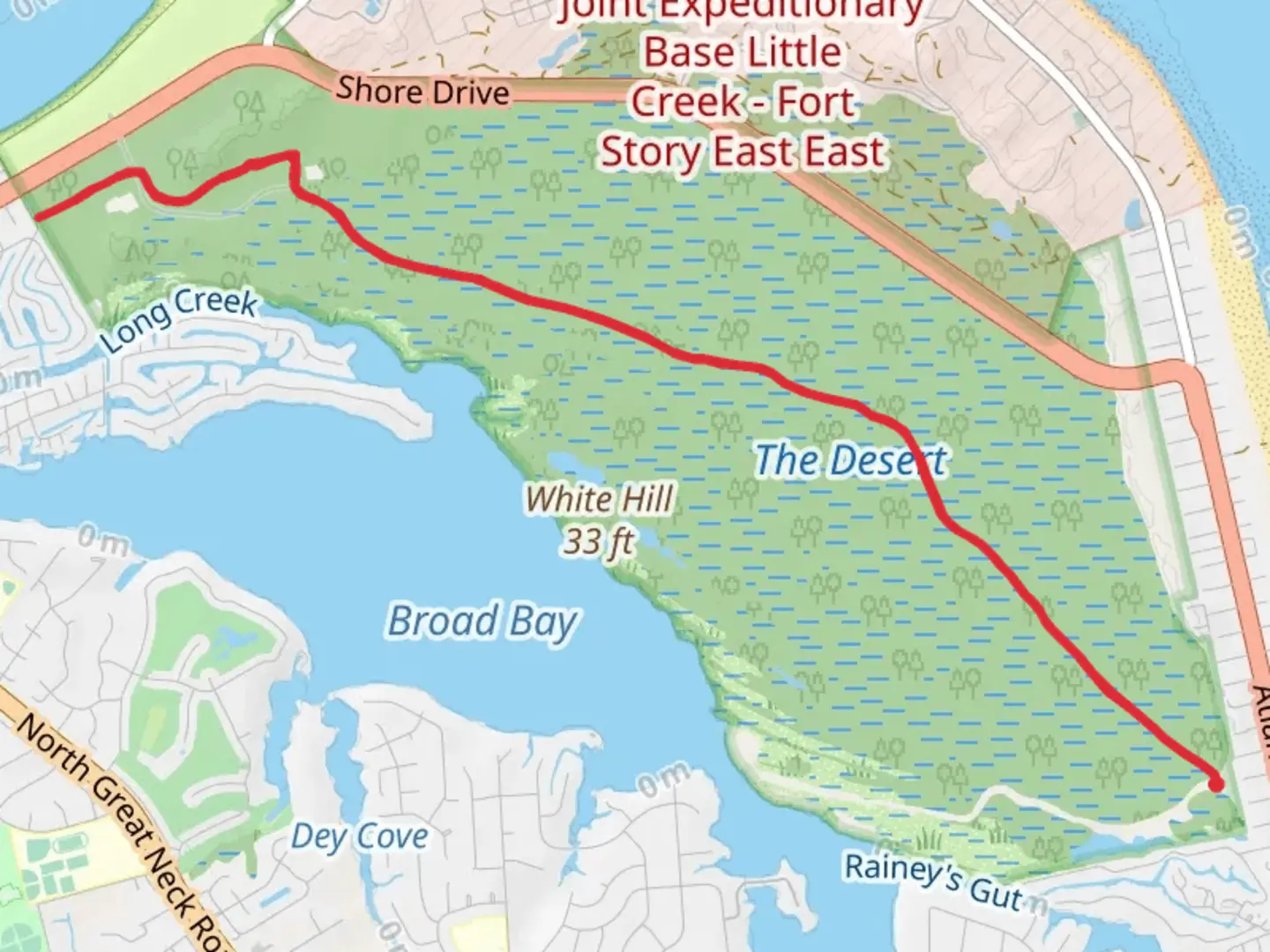 An image depicting the trail Cape Henry Trail - Short and its surrounding area.