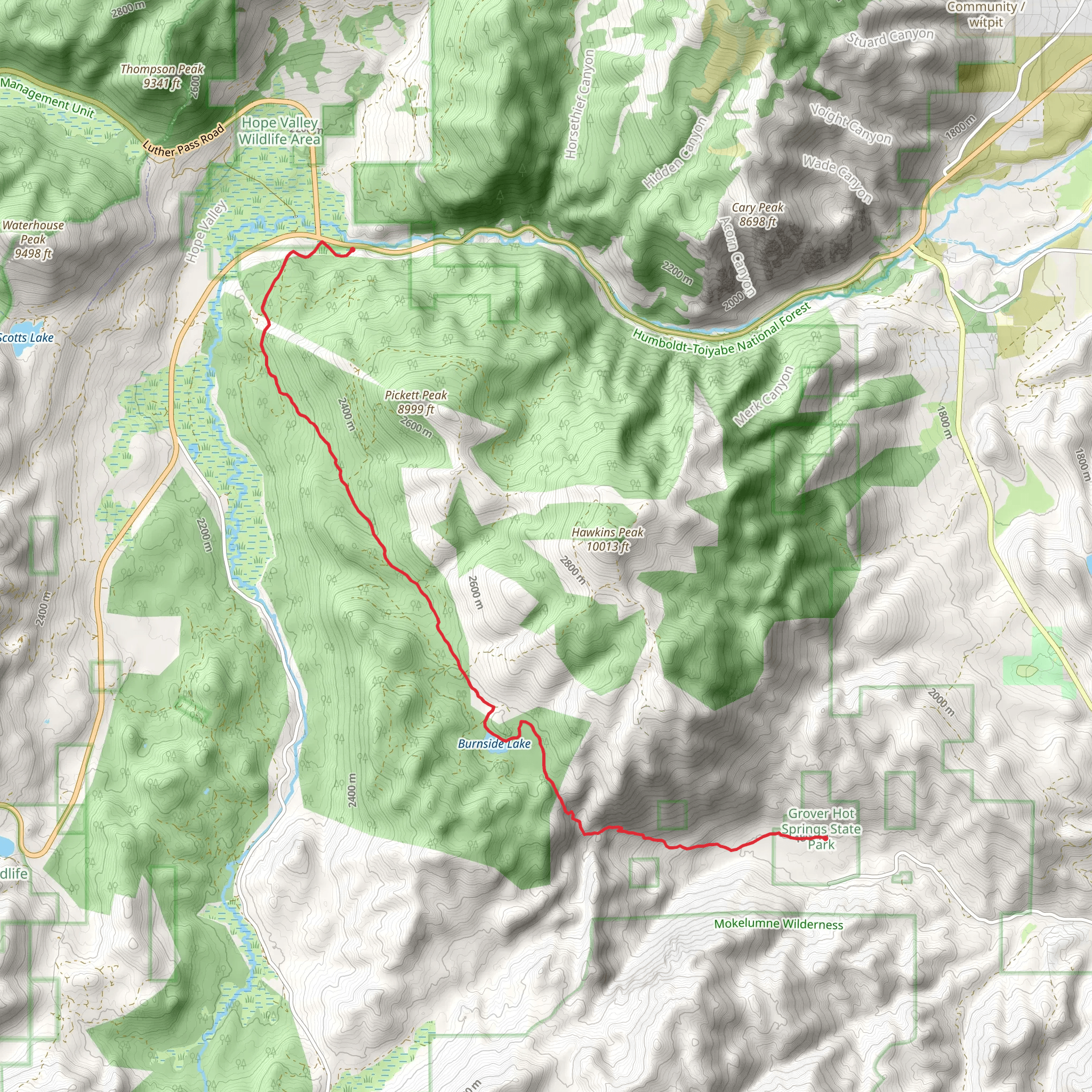 Burnside Lake Trail and Burnside Lake Road mobile static map