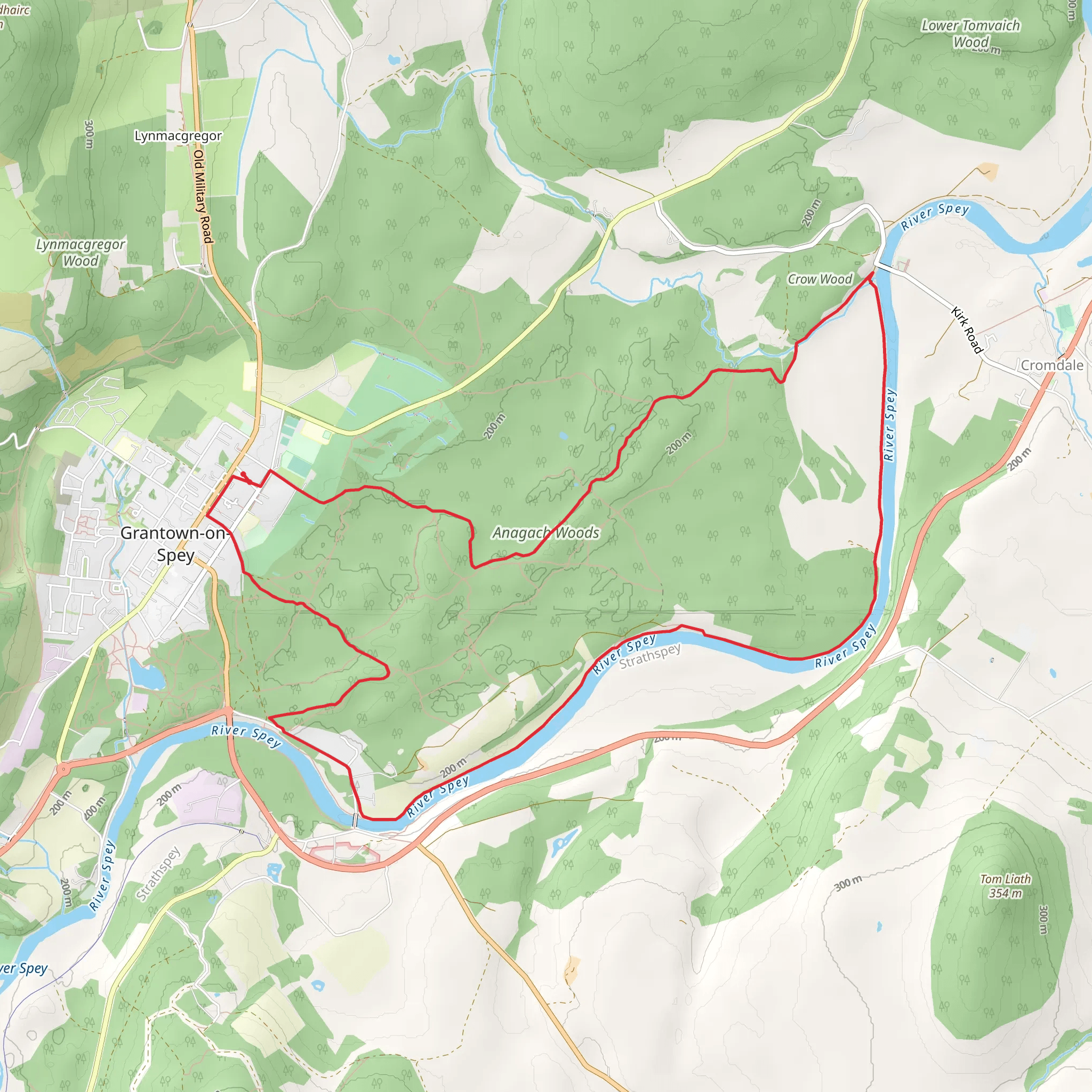 Grantown and Spey Loop via Speyside Way mobile static map