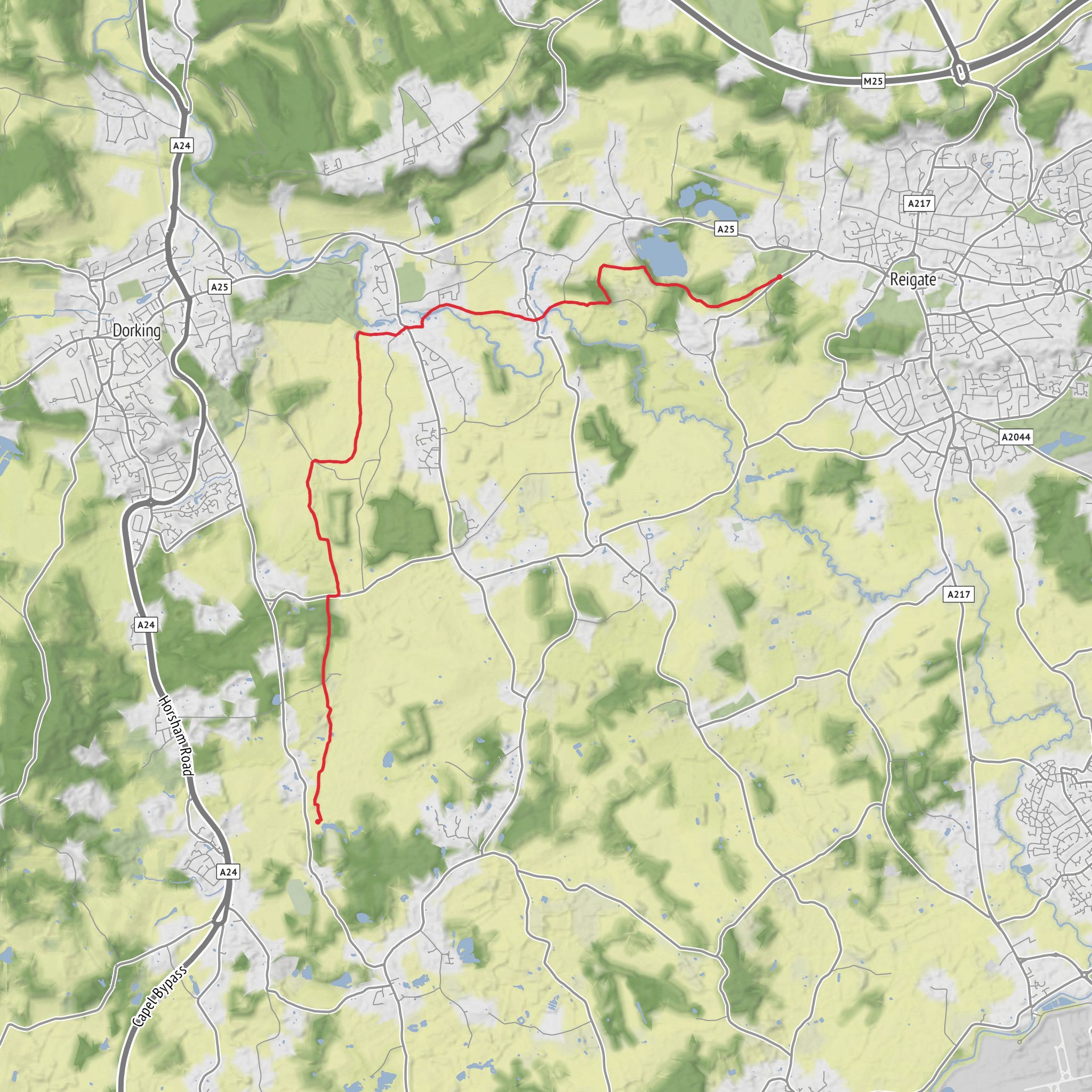 Reigate Heath to Henfold Lakes mobile static map