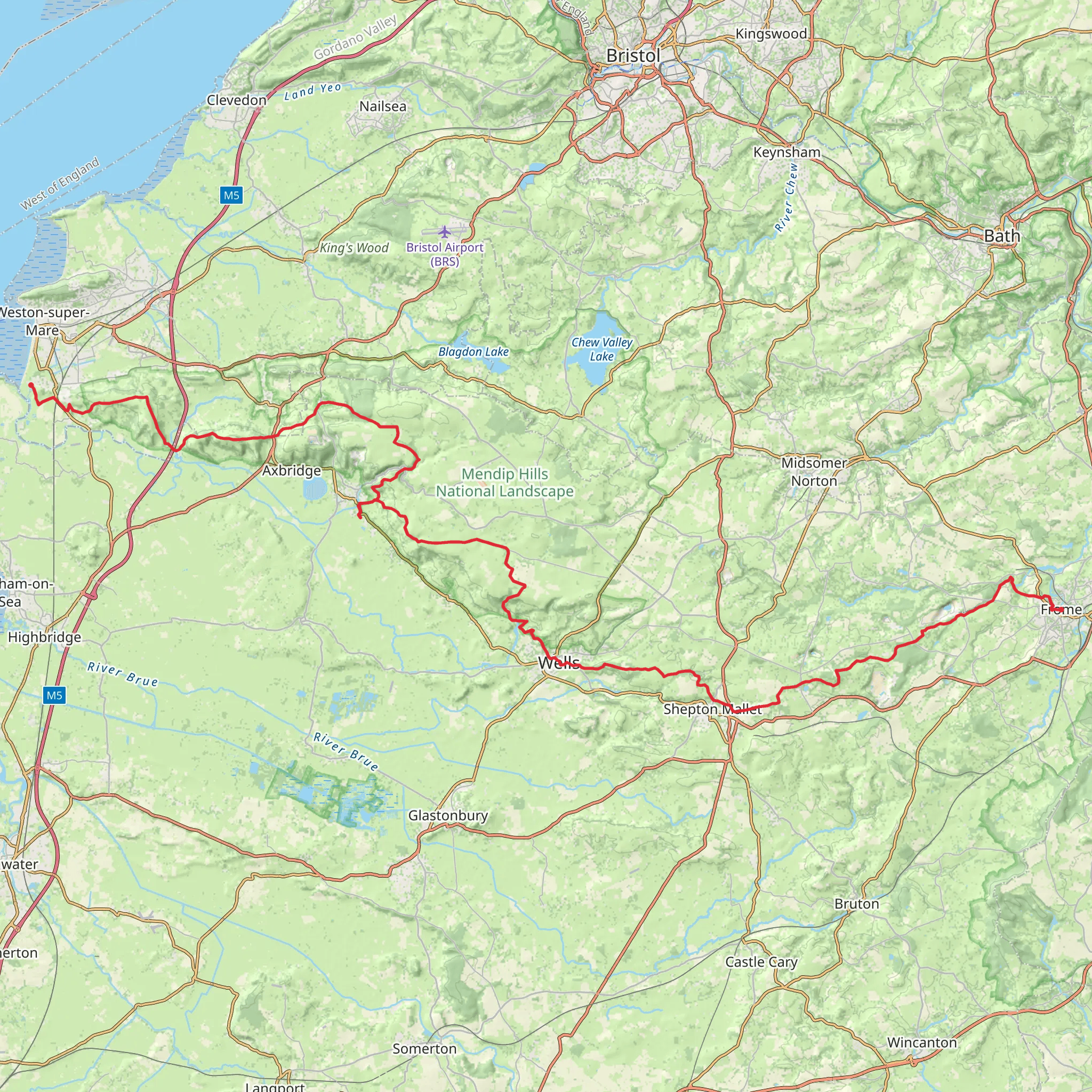 Mendip Way mobile static map