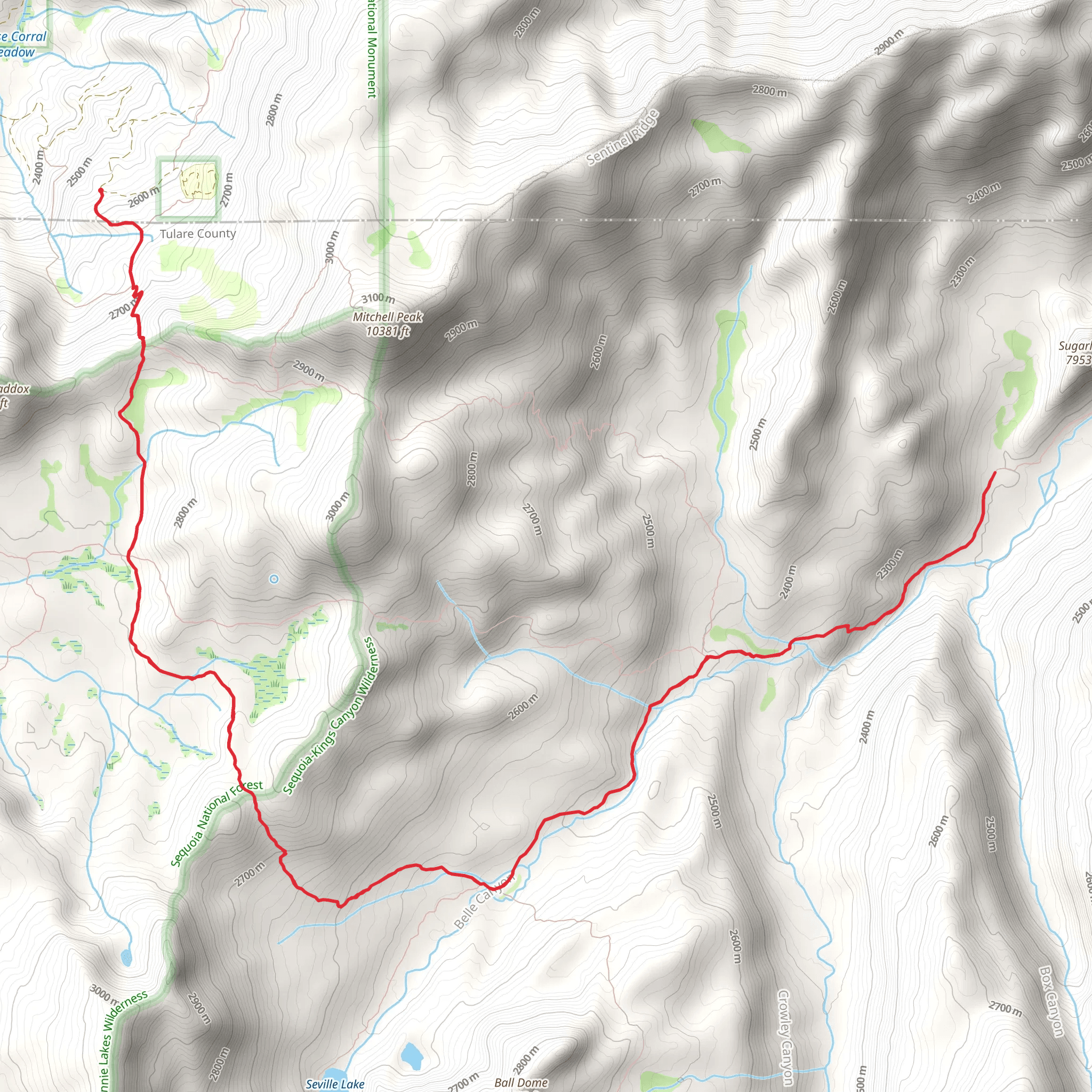 Mitchell Peak, Marvin Pass and Sugarloaf Valley Trail mobile static map