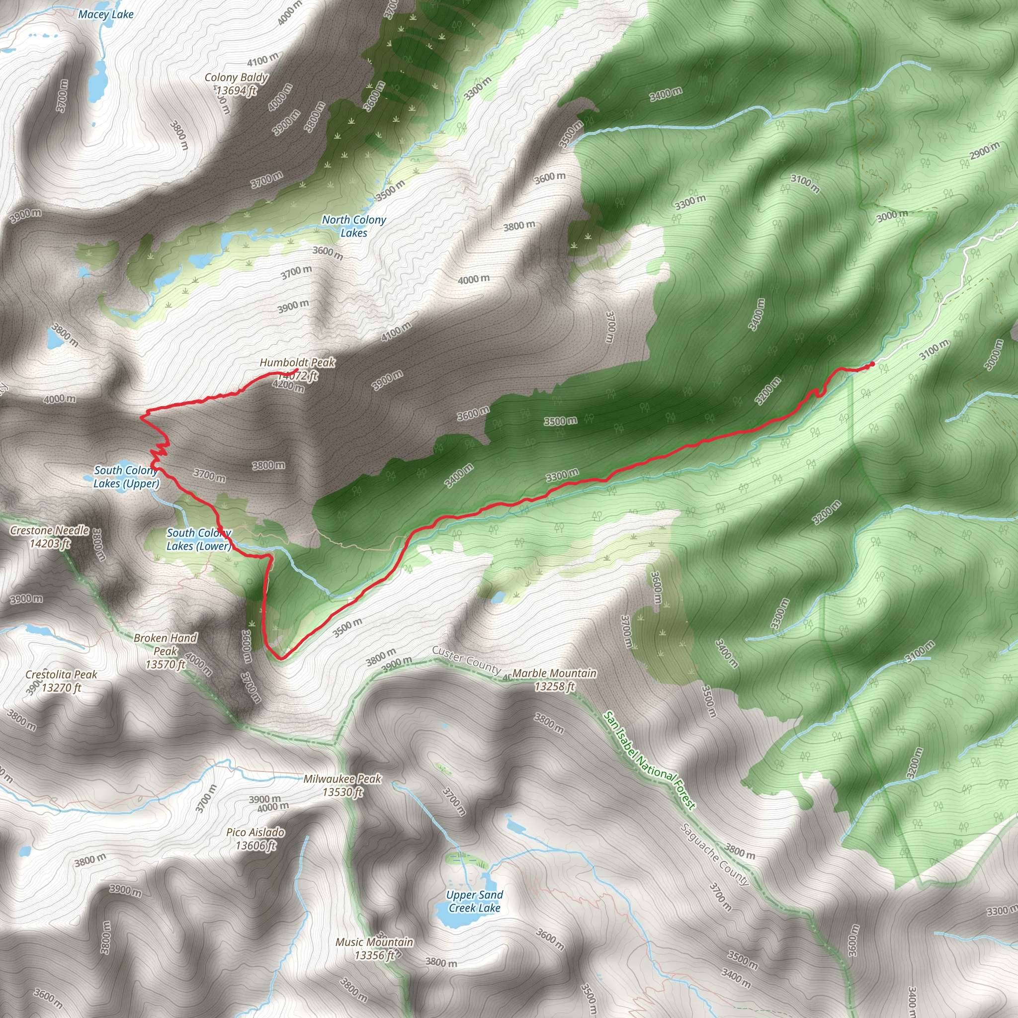 Humboldt Peak Trail mobile static map