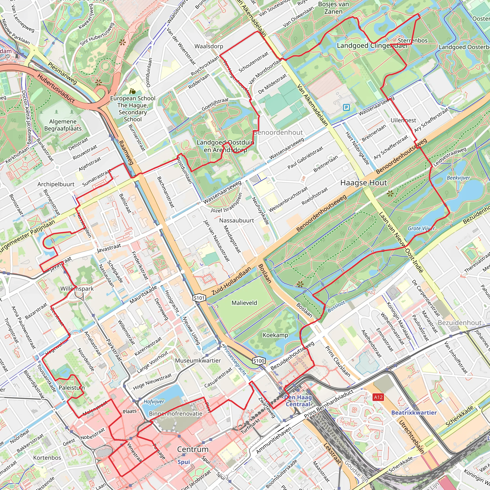 Haagse Hout, Landgoed Clingendael and Arendsdorp Loop mobile static map