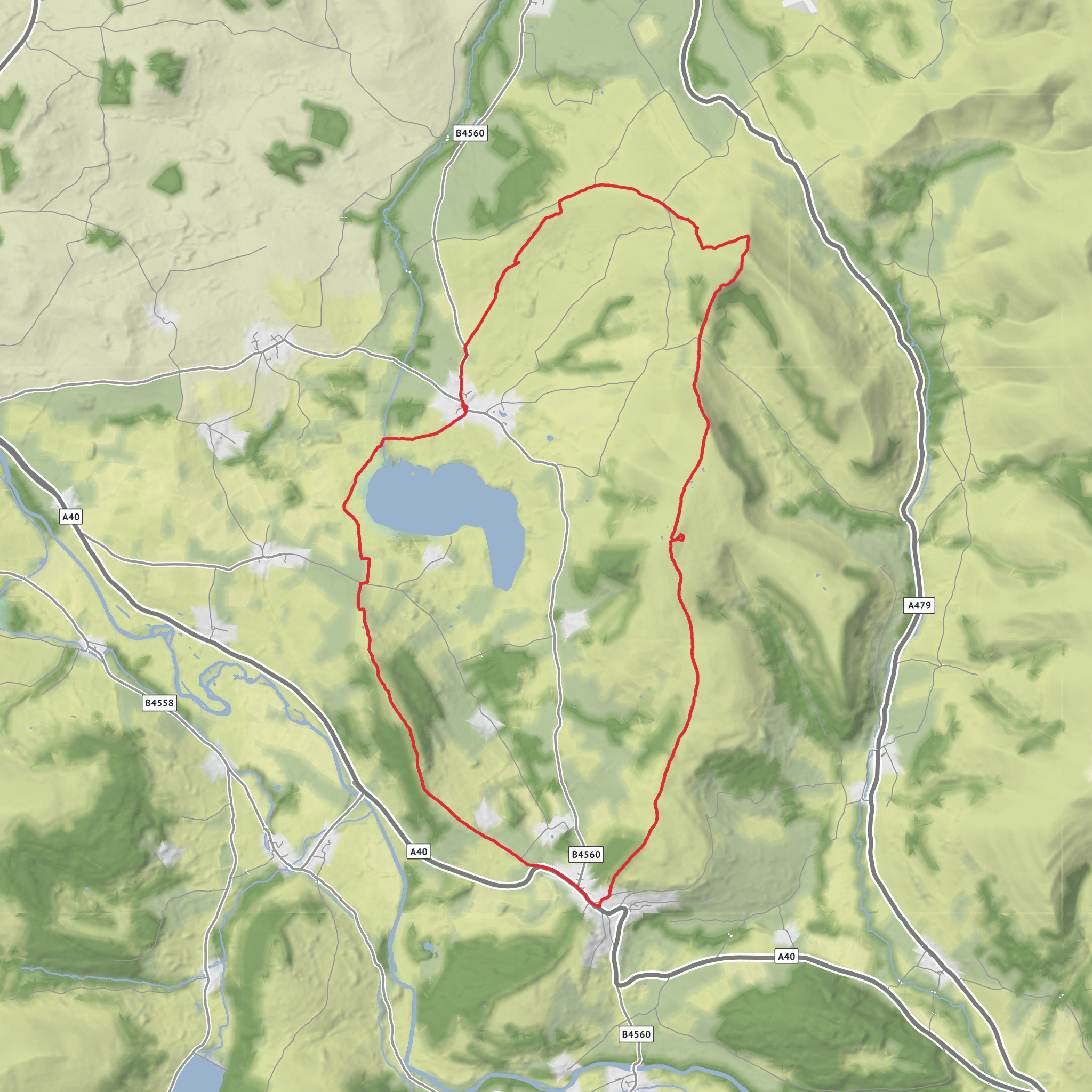 Mynydd Troed and Mynydd Llangors mobile static map