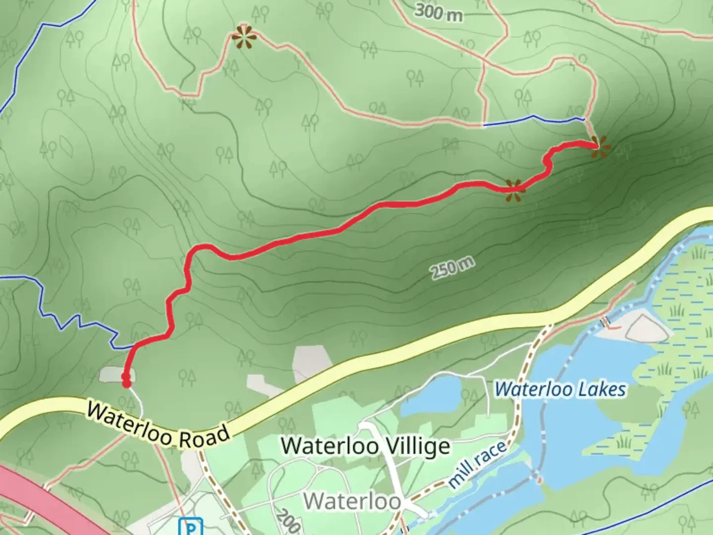 An image depicting the trail Highlands Trail from Waterloo Lakes and its surrounding area.