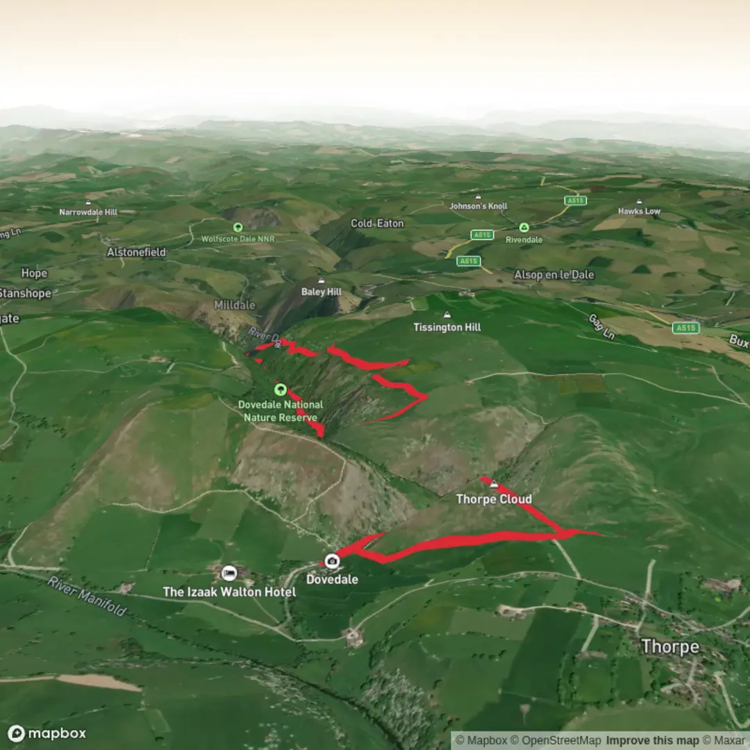 An image depicting the trail Dovedale_Circular and its surrounding area.