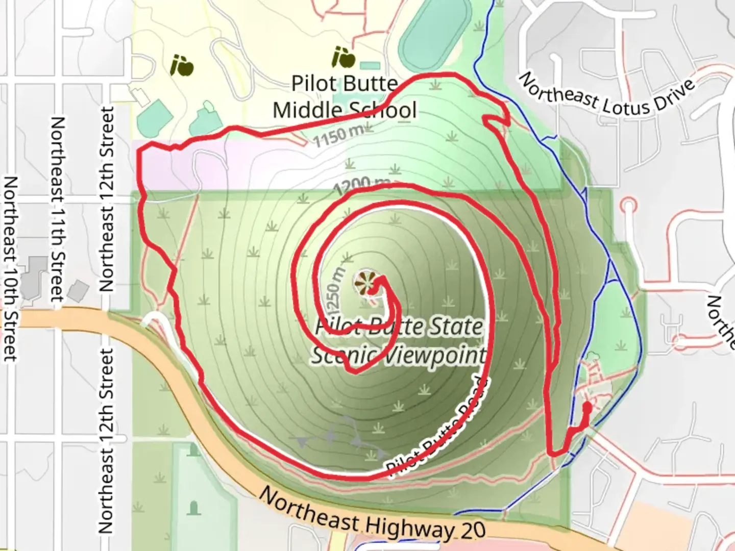 An image depicting the trail Pilot Butte Nature Loop Trail and its surrounding area.