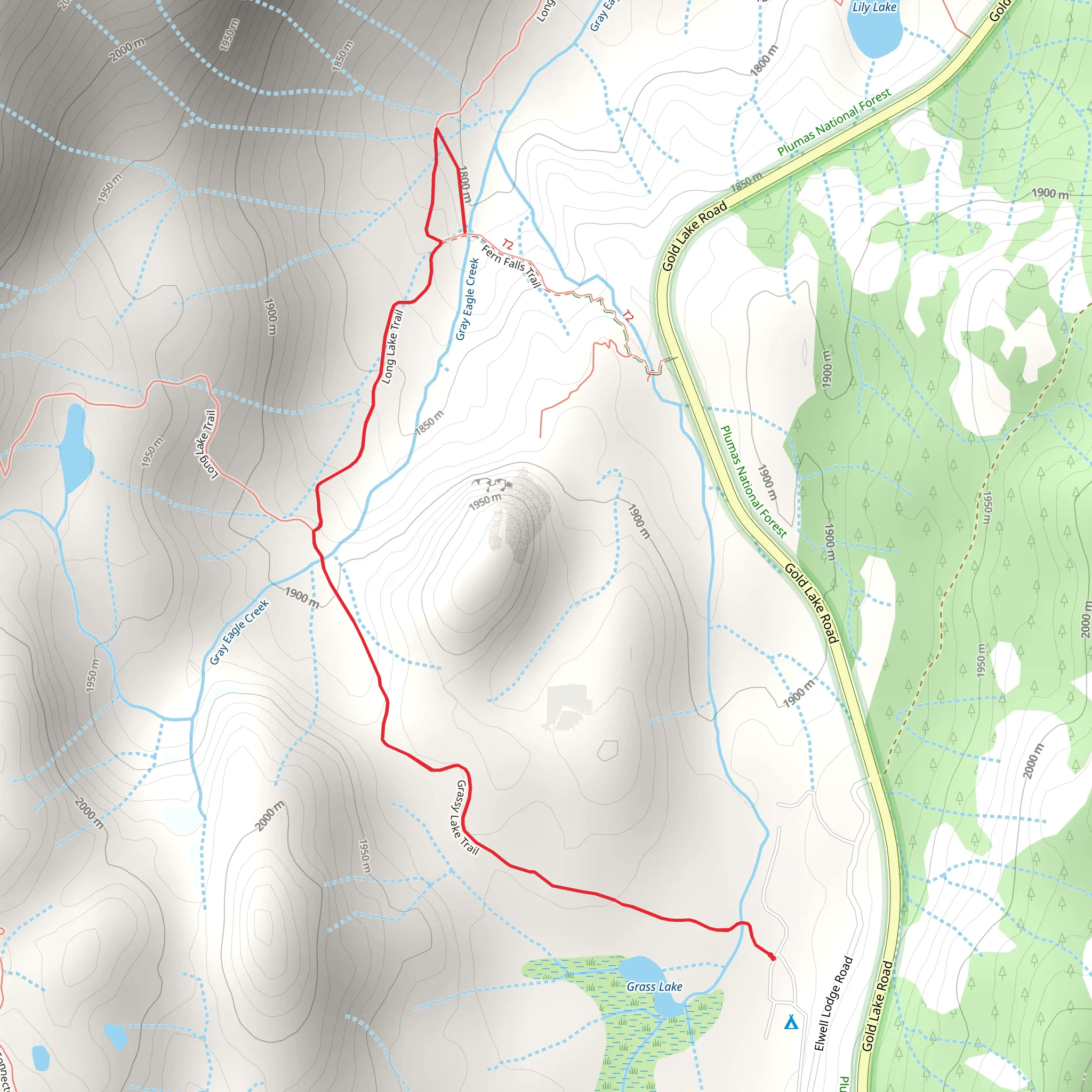 Grassy Lake Trail and Long Lake Trail mobile static map