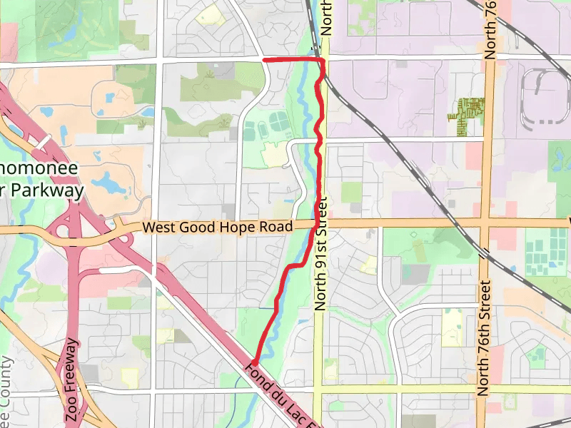 Walk along Little Menomonee River from West Leon Terrace