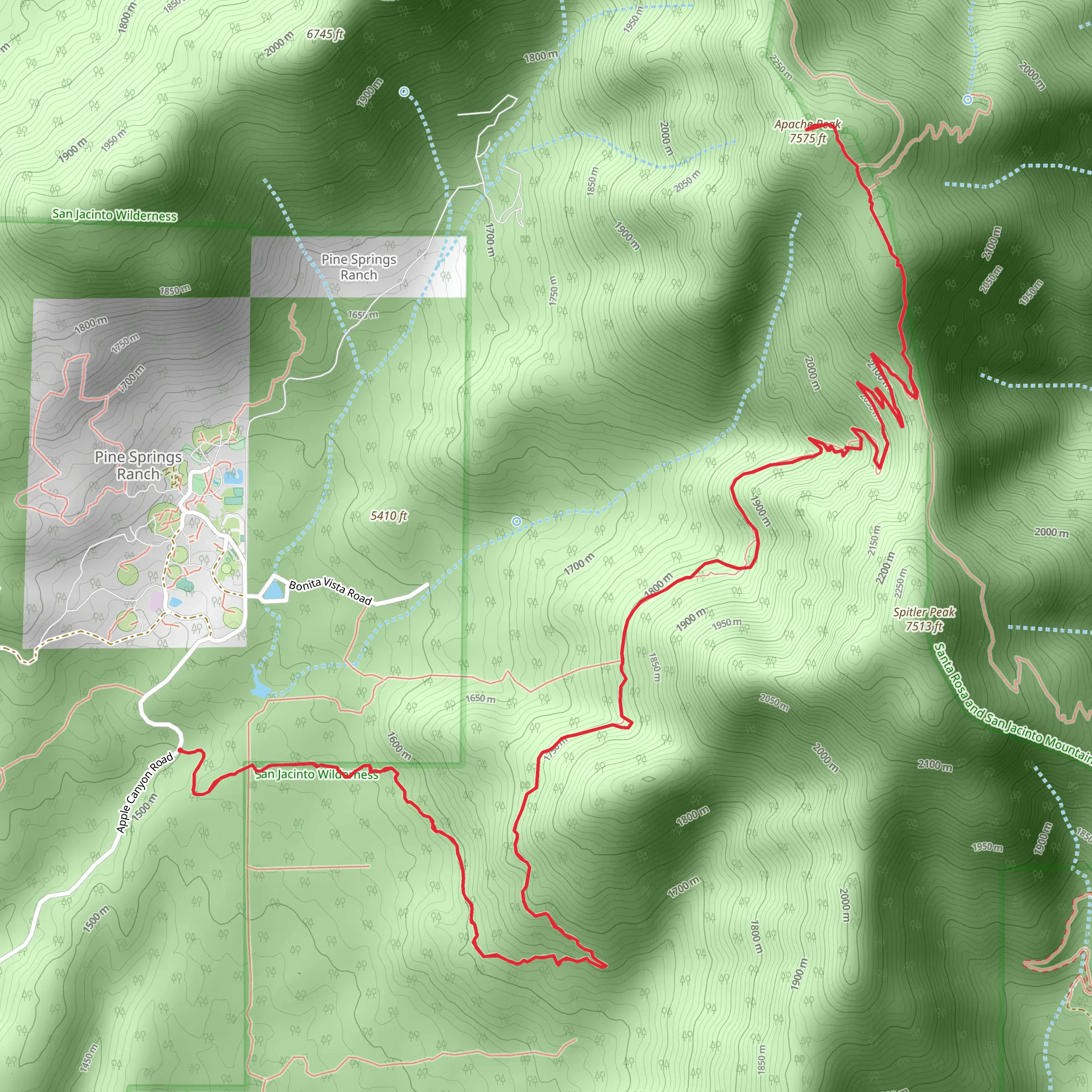 Apache Peak via Spitler Peak Trail mobile static map