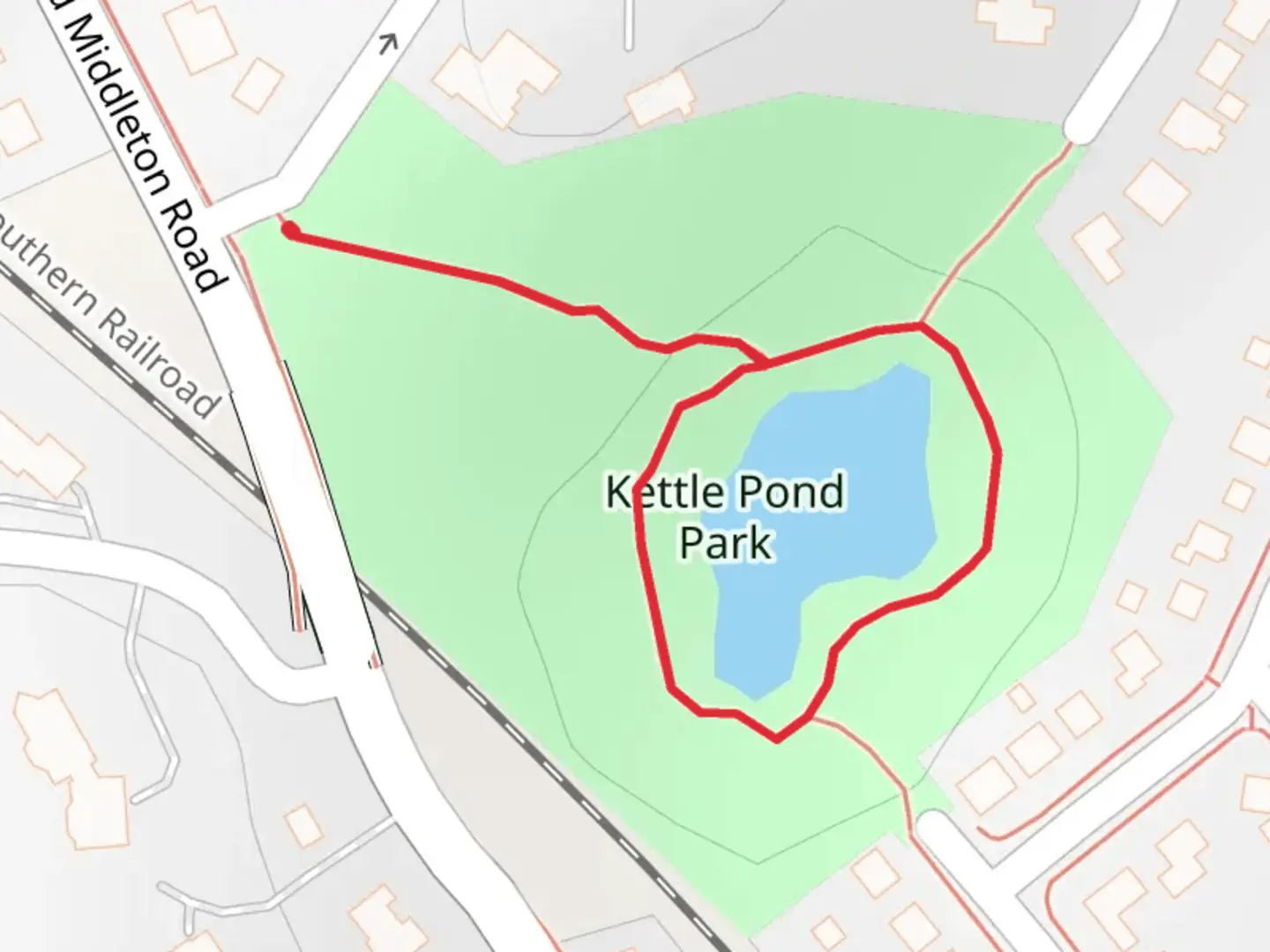 An image depicting the trail Kettle Pond Park Loop and its surrounding area.