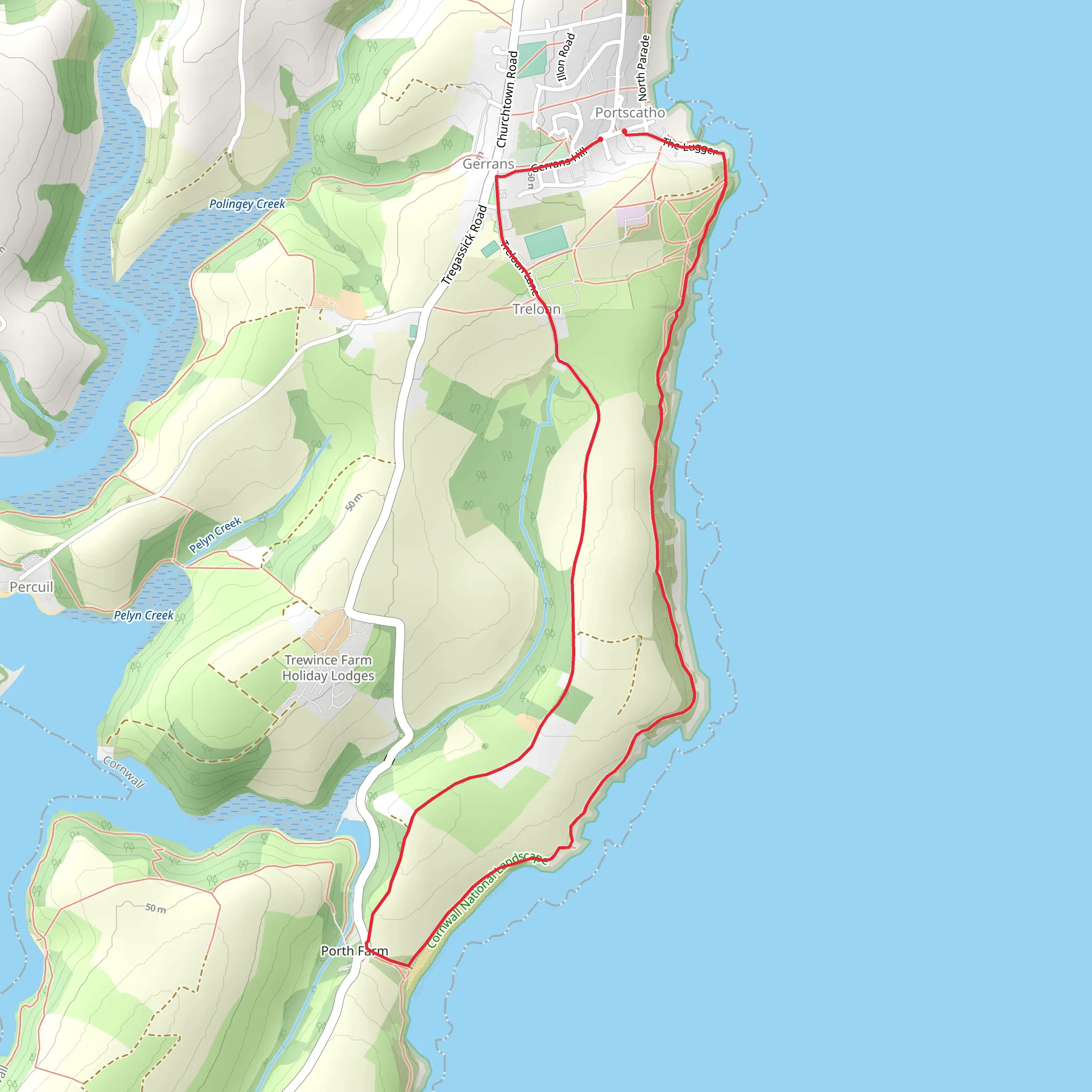 Porthscatho and Gerrans Bay Walk mobile static map