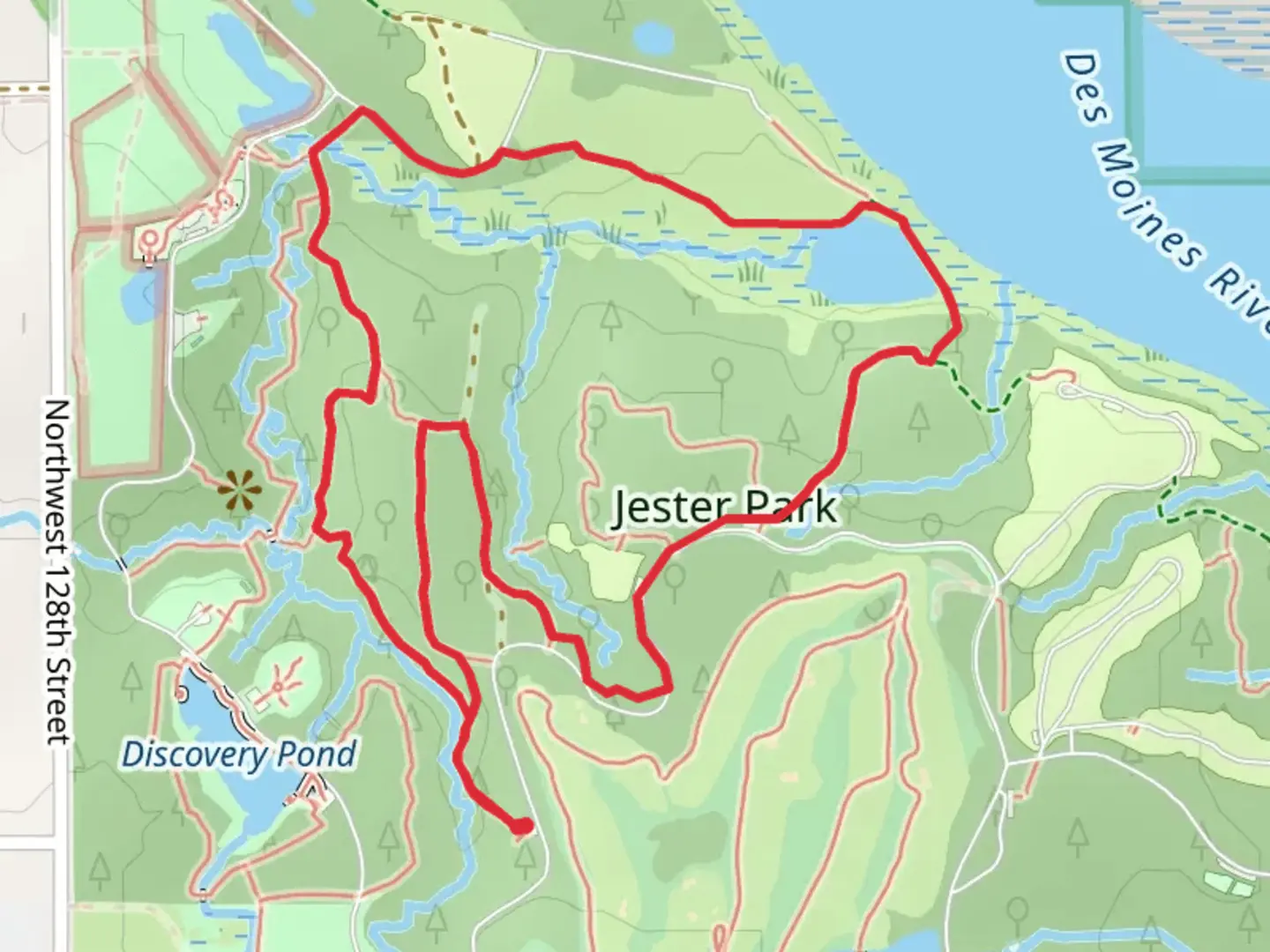 An image depicting the trail Hickory ridge Trail, Lakeshore Trail and Stagecoach Trail and its surrounding area.