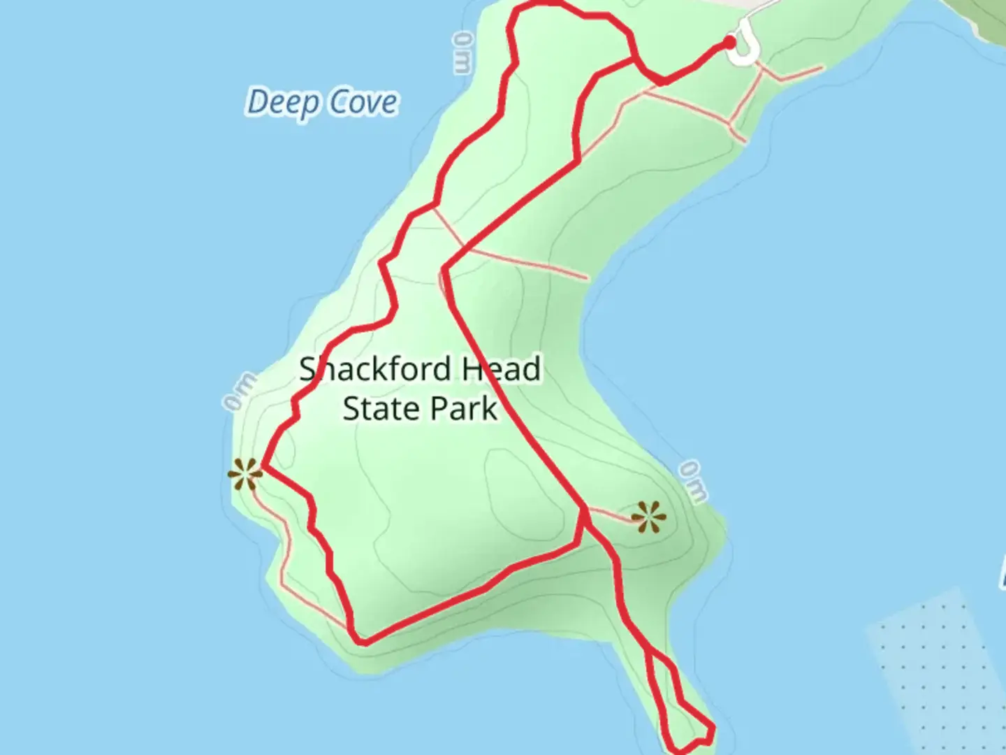An image depicting the trail Shackford Head Trail Loop and its surrounding area.
