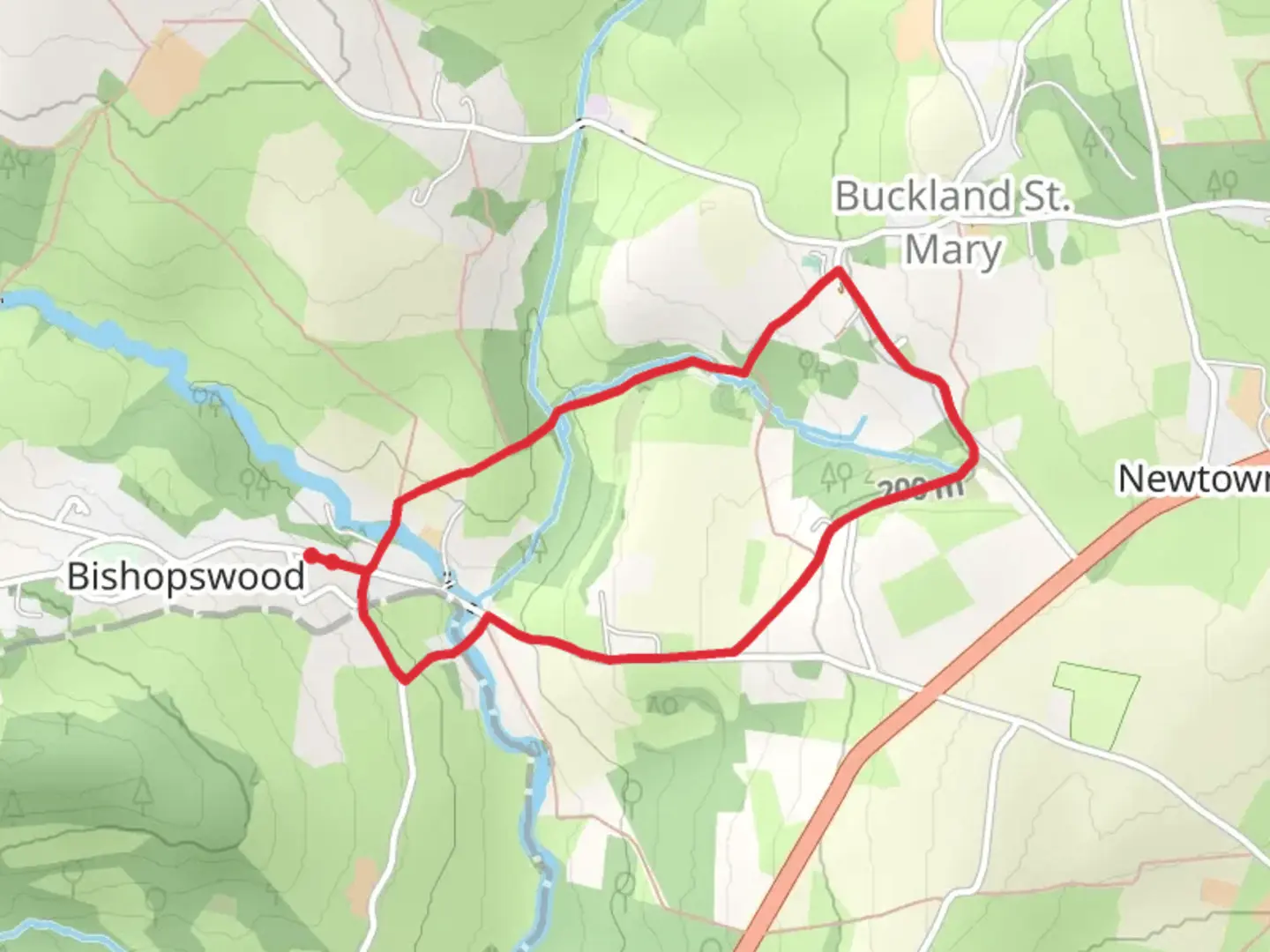 An image depicting the trail Bishopswood Loop and its surrounding area.