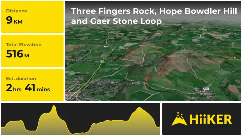 | Three Fingers Rock, Hope Bowdler Hill and Gaer Stone Loop