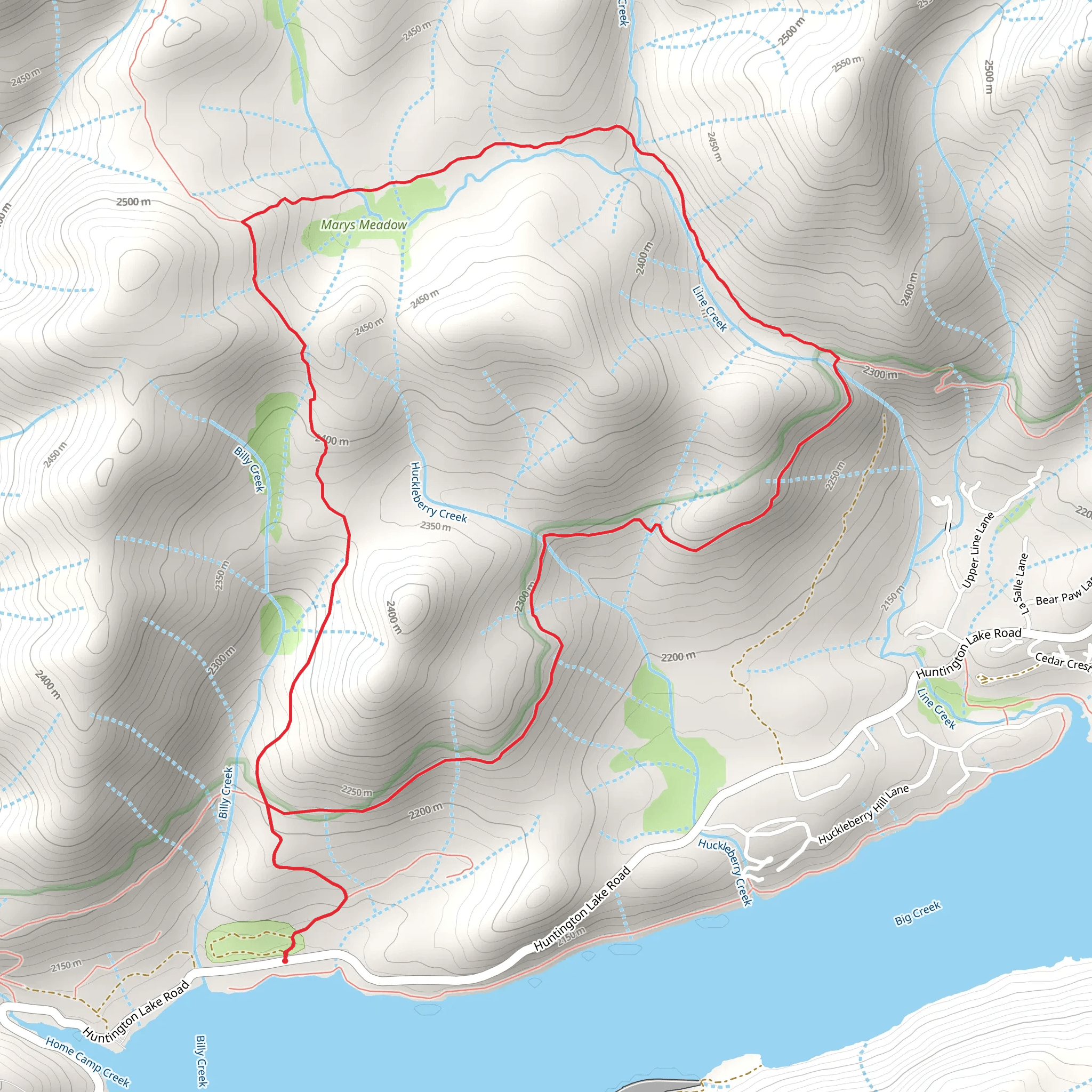 Kaiser Loop Trail from Huntington Lake mobile static map